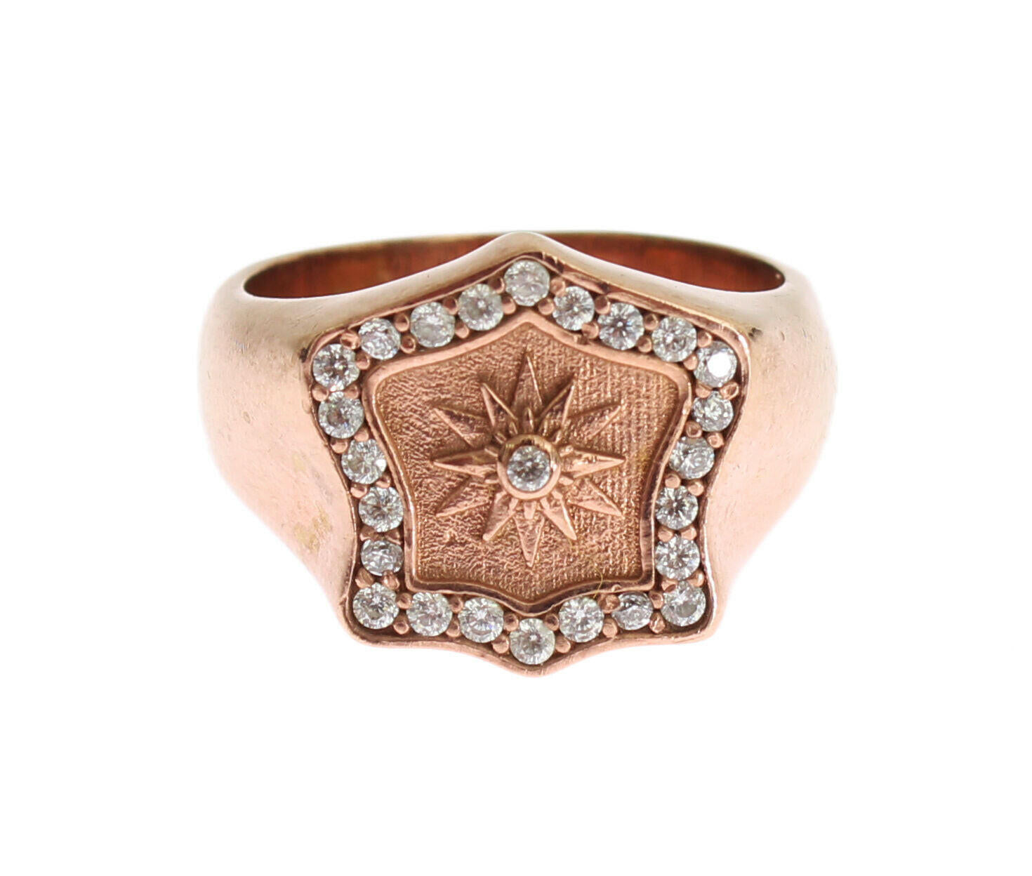 Nialaya Pink Gold 925 Silver Authentic Clear Ring.