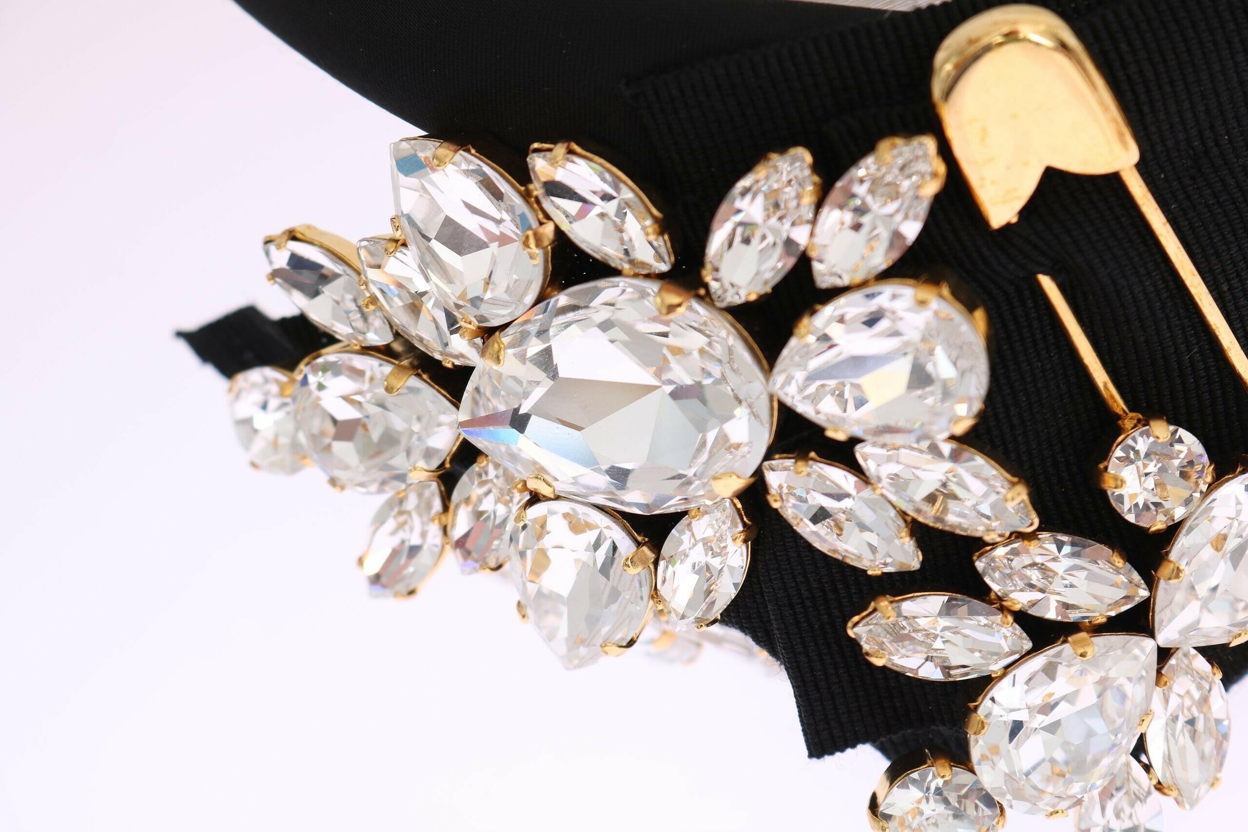 Dolce & Gabbana Black Crystal White Hair Parrucchiera Headband Diadem.