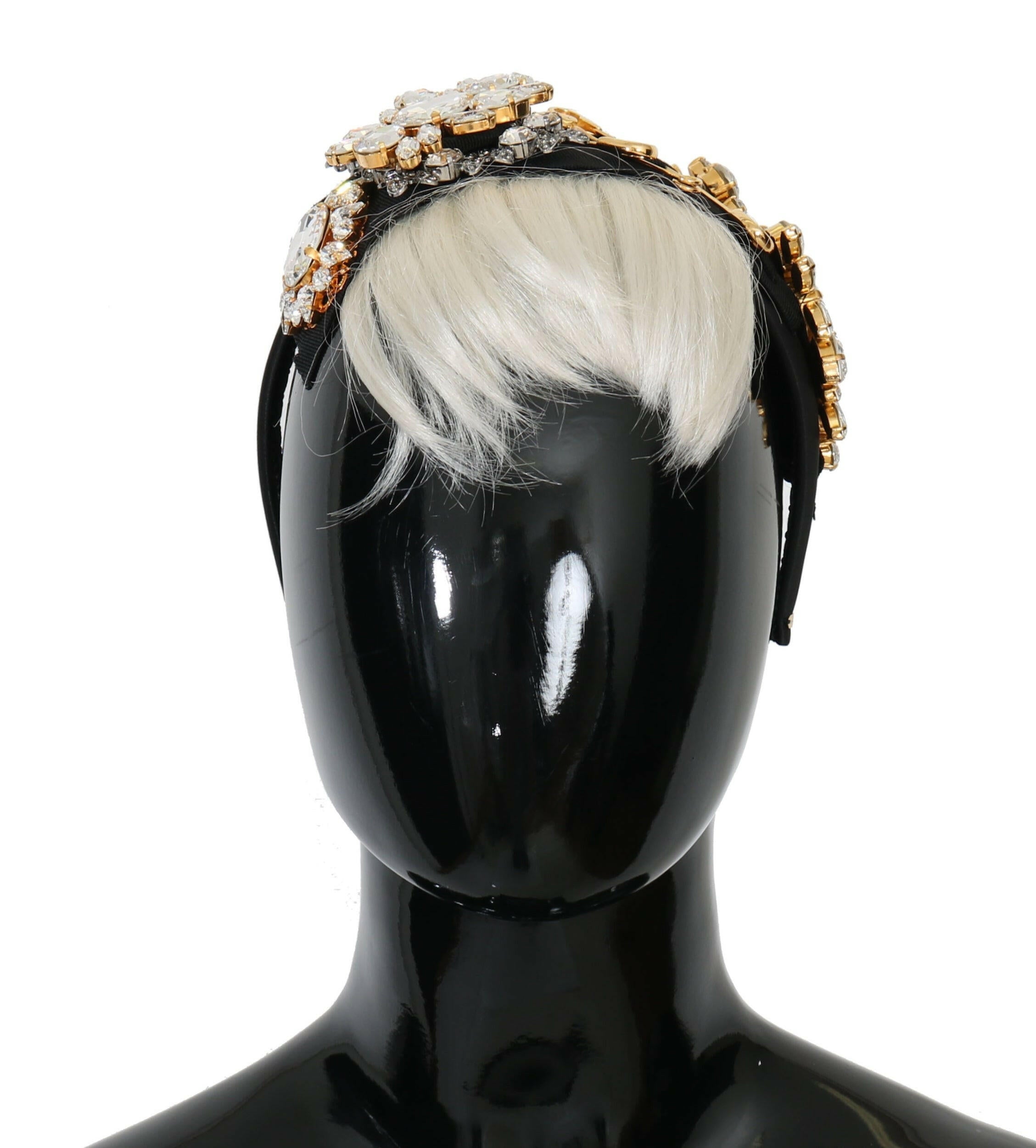 Dolce & Gabbana Black Crystal White Hair Parrucchiera Headband Diadem.
