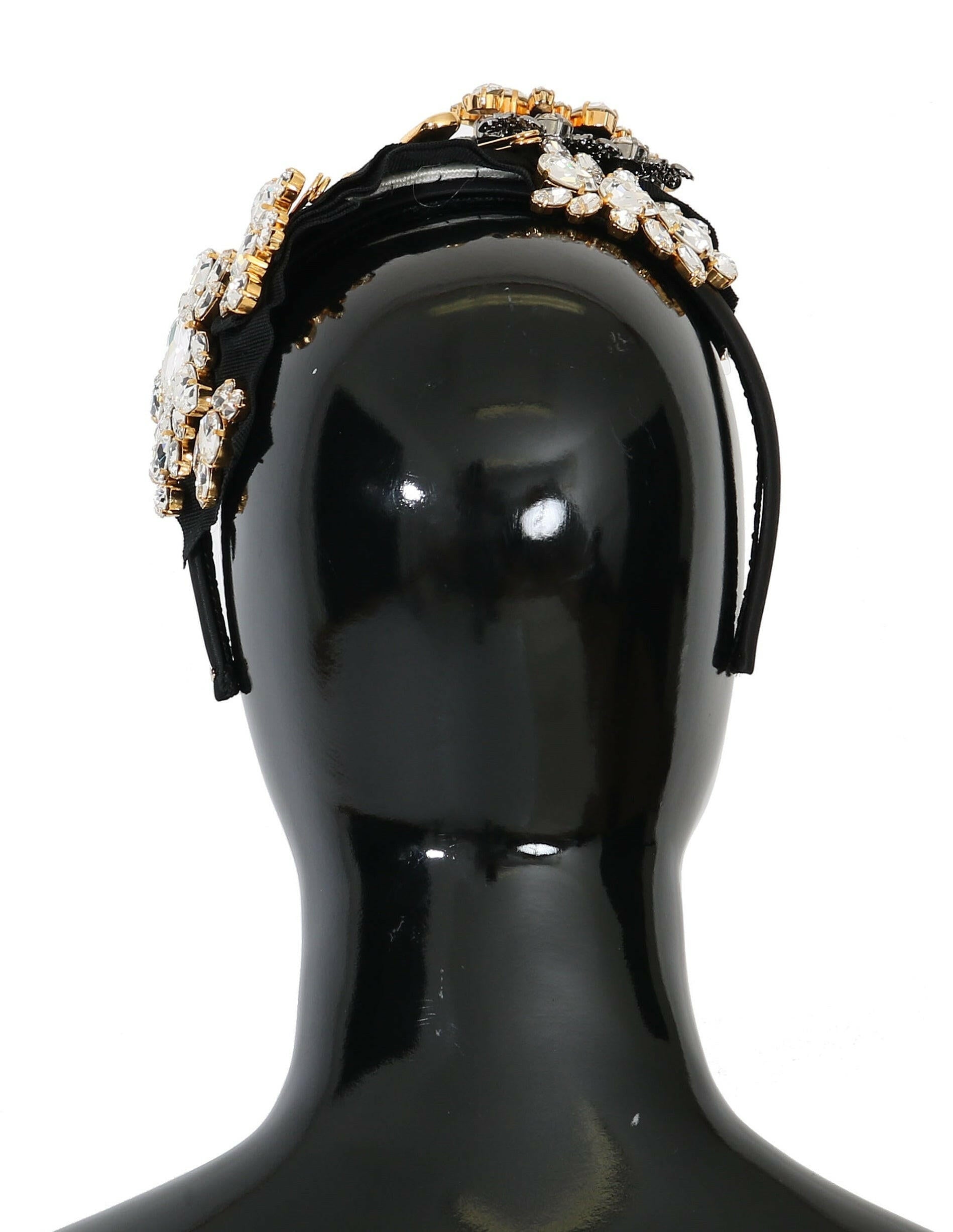 Dolce & Gabbana Black Crystal White Hair Parrucchiera Headband Diadem.