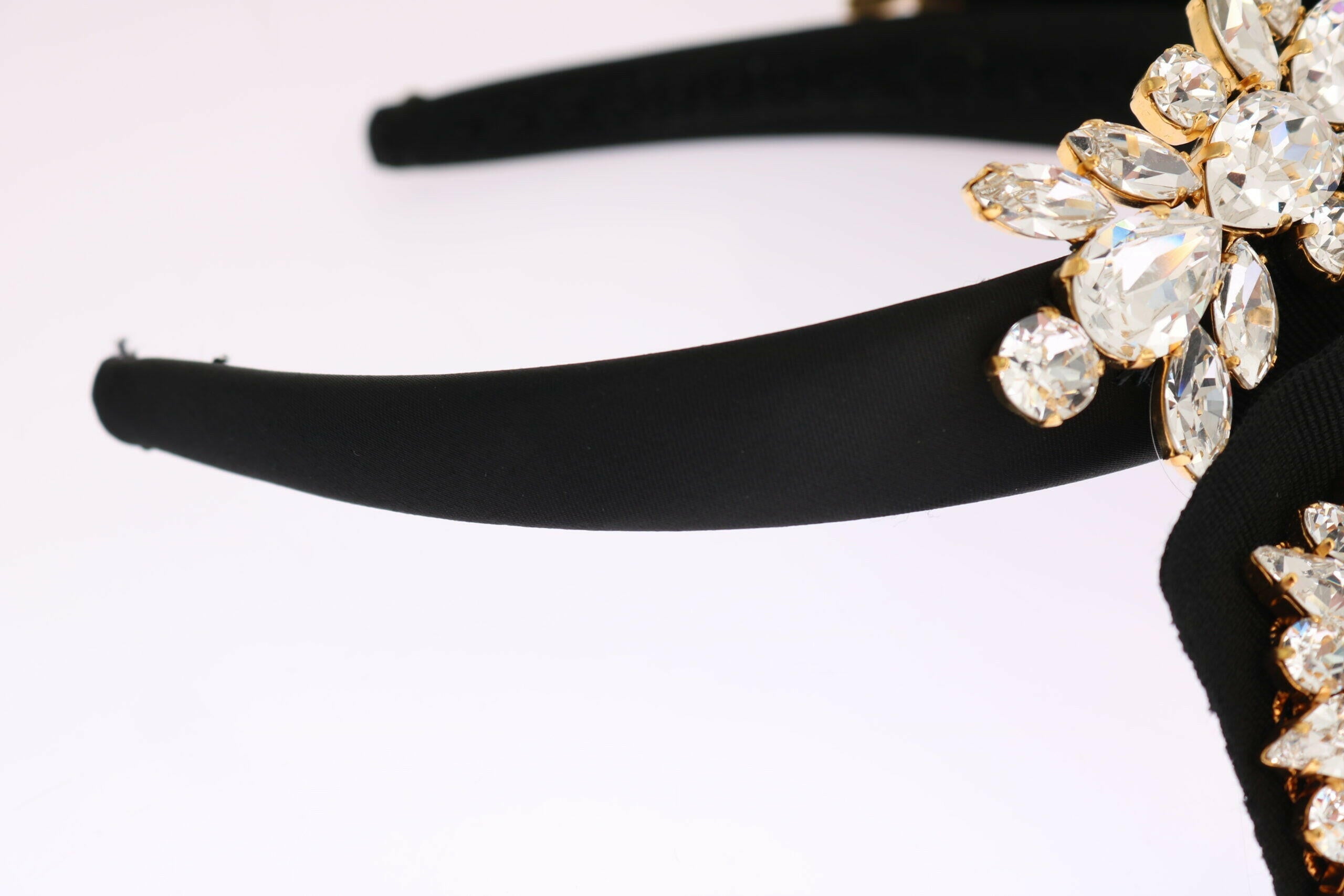 Dolce & Gabbana Black Crystal White Hair Parrucchiera Headband Diadem.