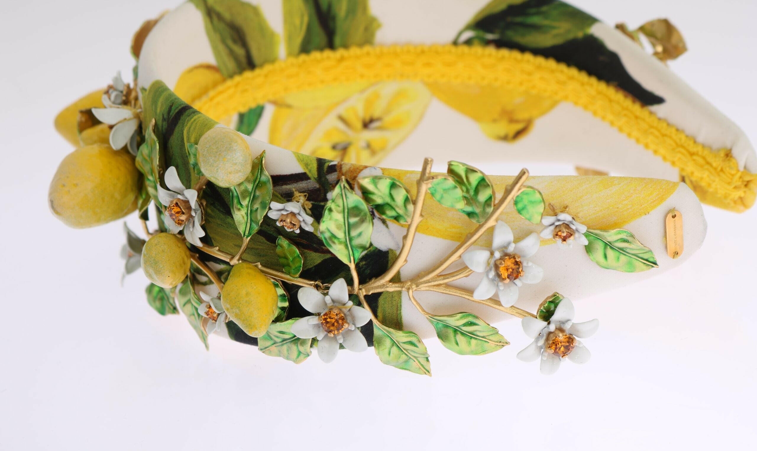 Dolce & Gabbana Yellow Lemons Sicily Crystal Diadem Tiara Headband.