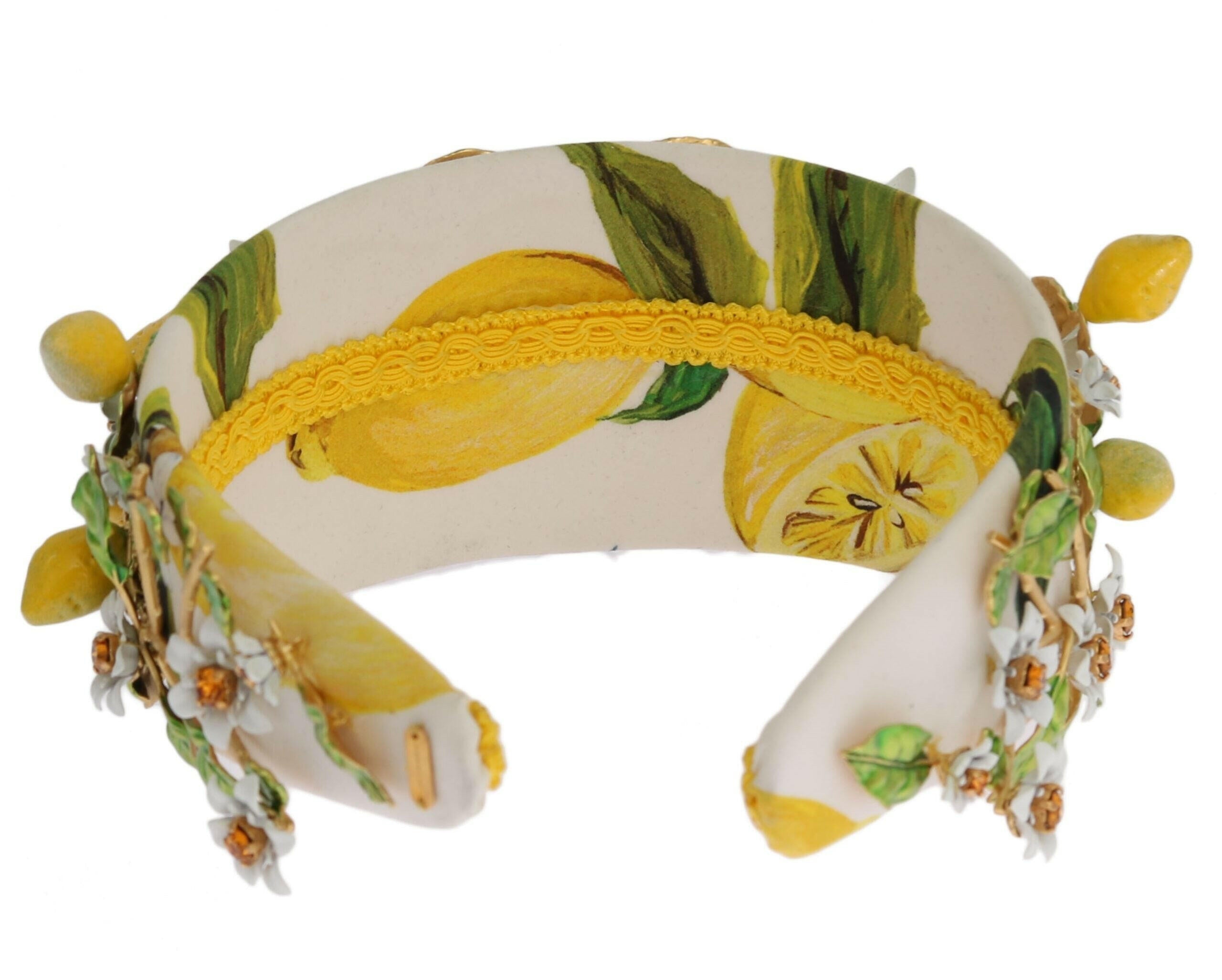 Dolce & Gabbana Yellow Lemons Sicily Crystal Diadem Tiara Headband.