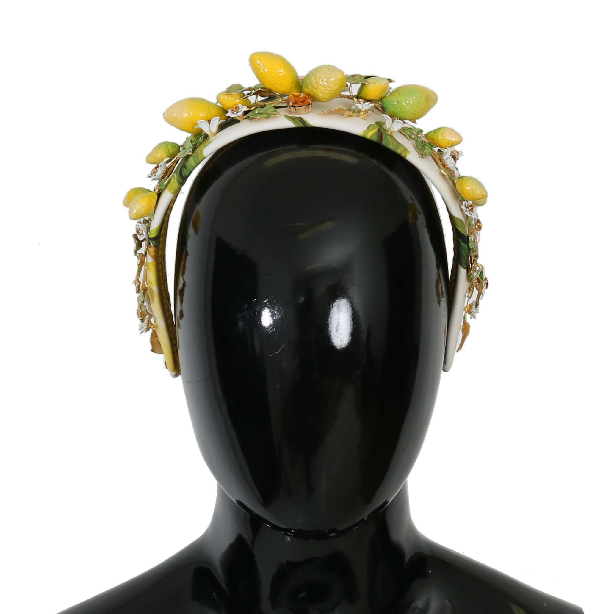Dolce & Gabbana Yellow Lemons Sicily Crystal Diadem Tiara Headband.