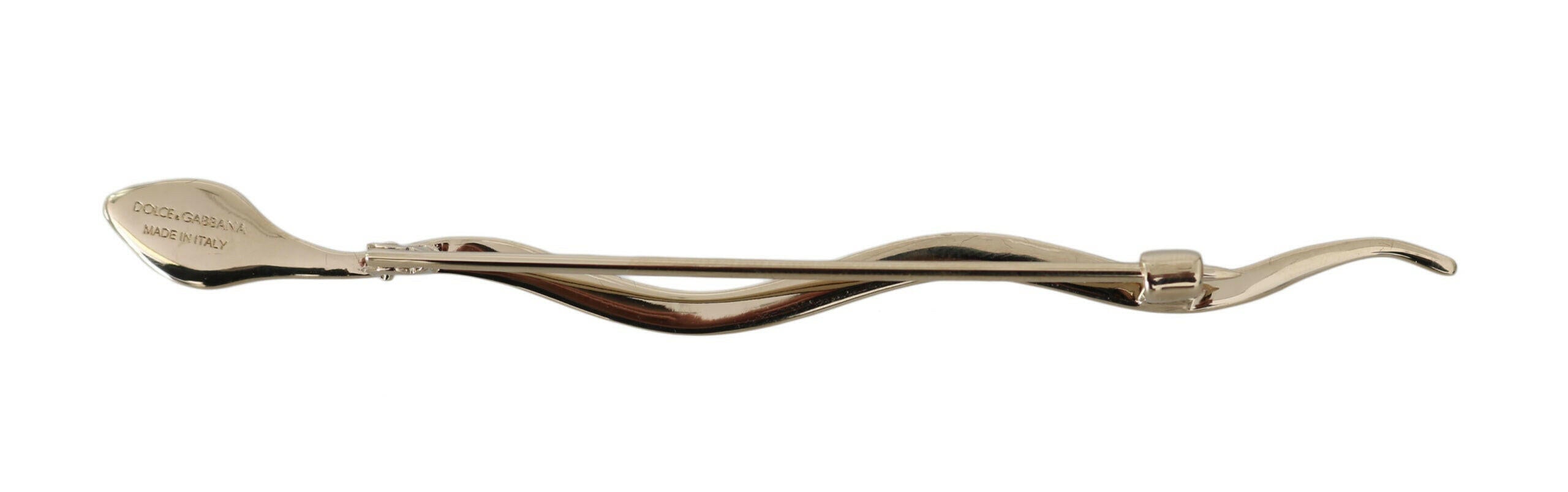 Dolce & Gabbana Silver Brass Crystal Spilla Serpente Brooch Pin.