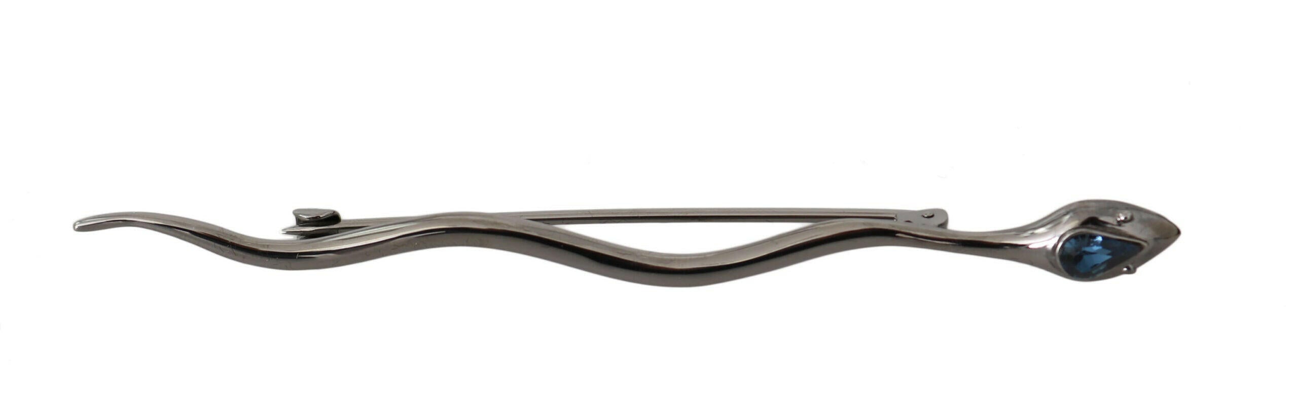 Dolce & Gabbana Silver Brass Crystal Spilla Serpente Brooch Pin.