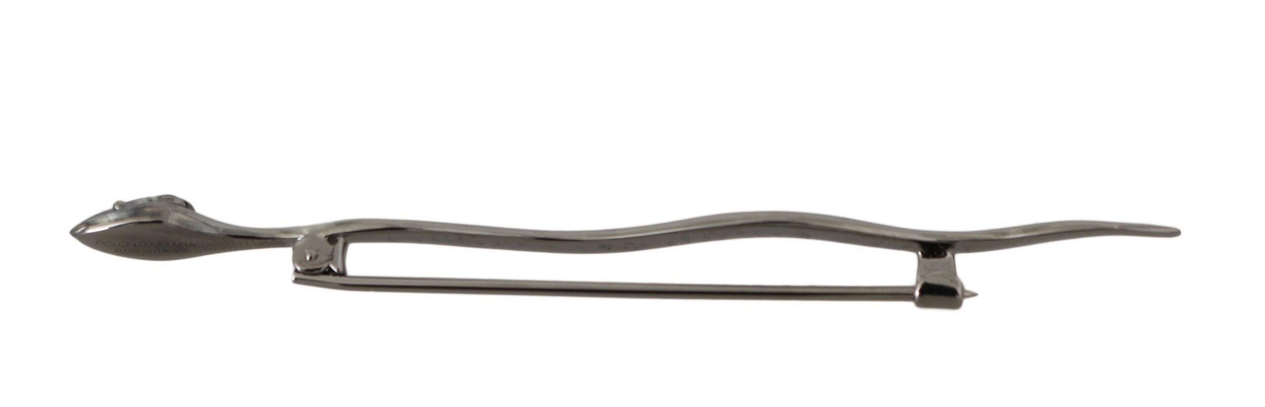 Dolce & Gabbana Silver Brass Crystal Spilla Serpente Brooch Pin.