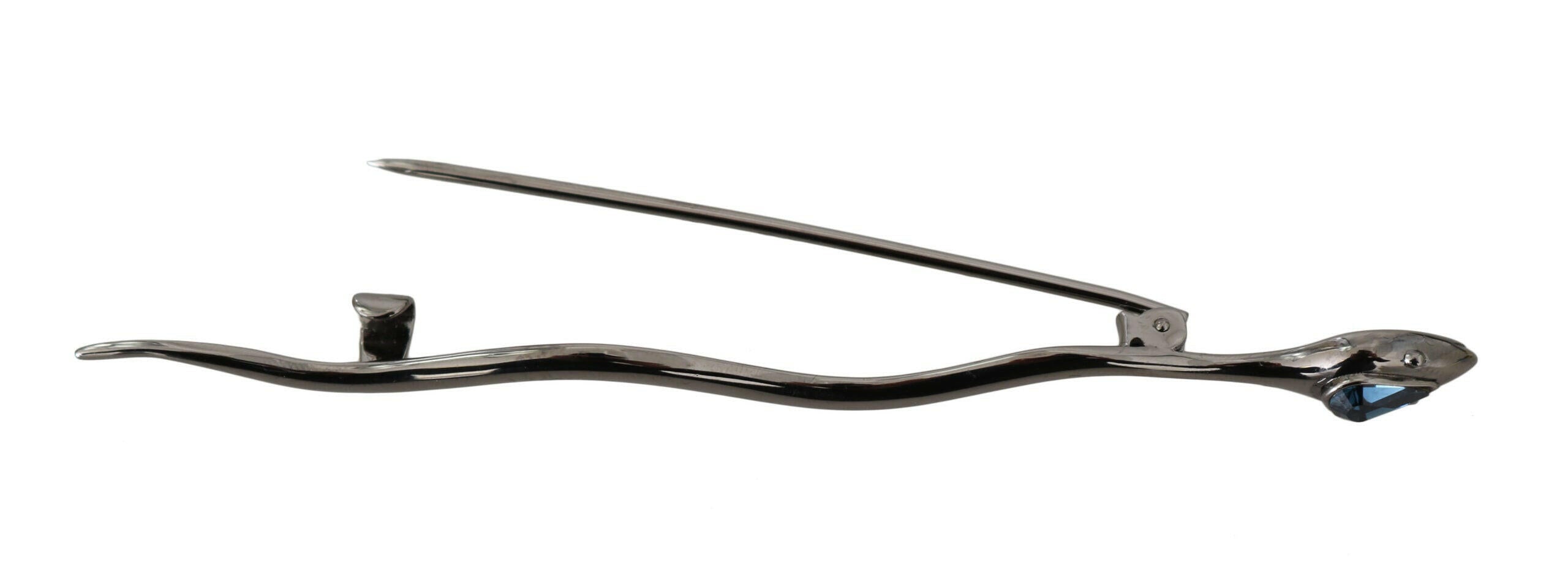 Dolce & Gabbana Silver Brass Crystal Spilla Serpente Brooch Pin.
