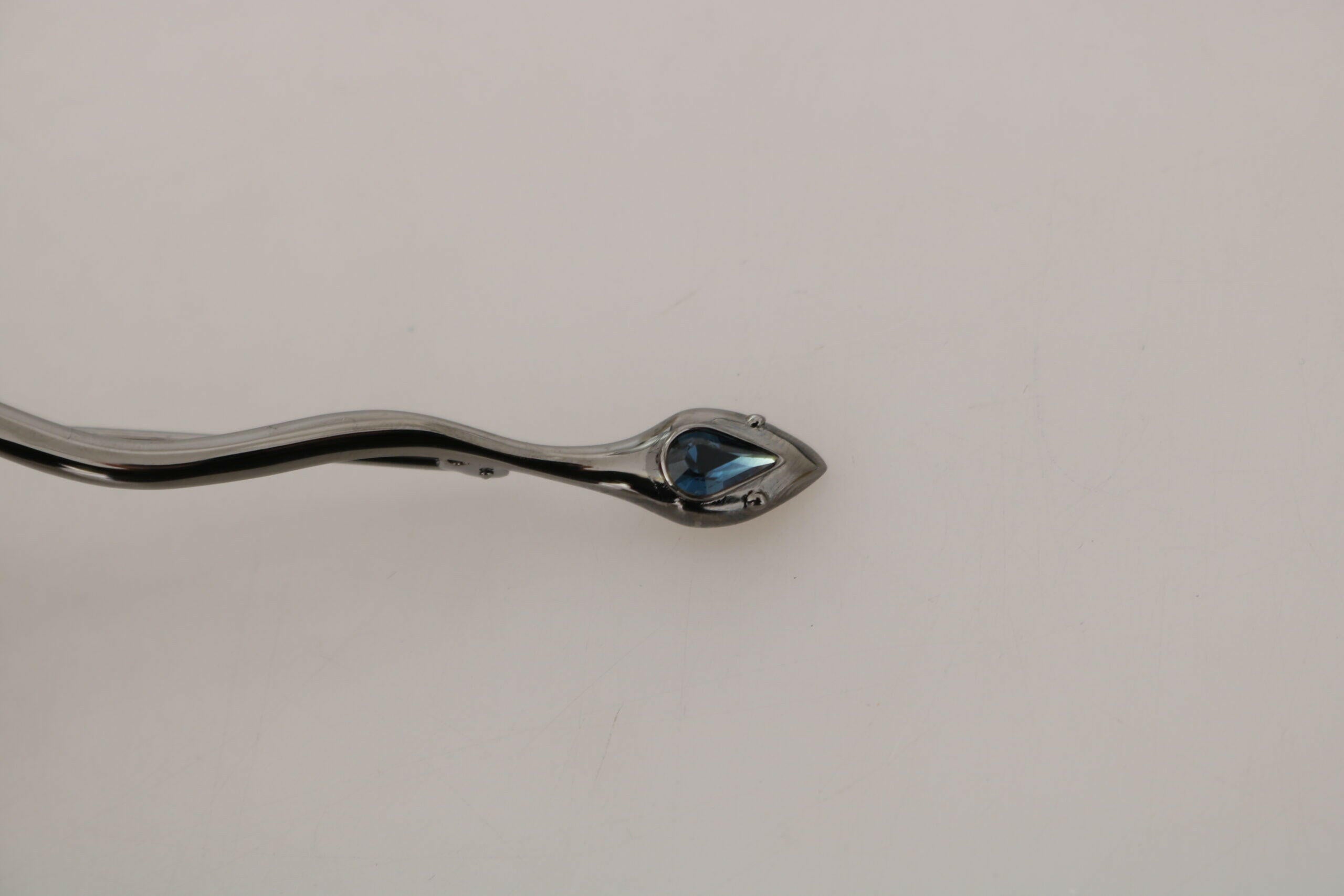 Dolce & Gabbana Silver Brass Crystal Spilla Serpente Brooch Pin.