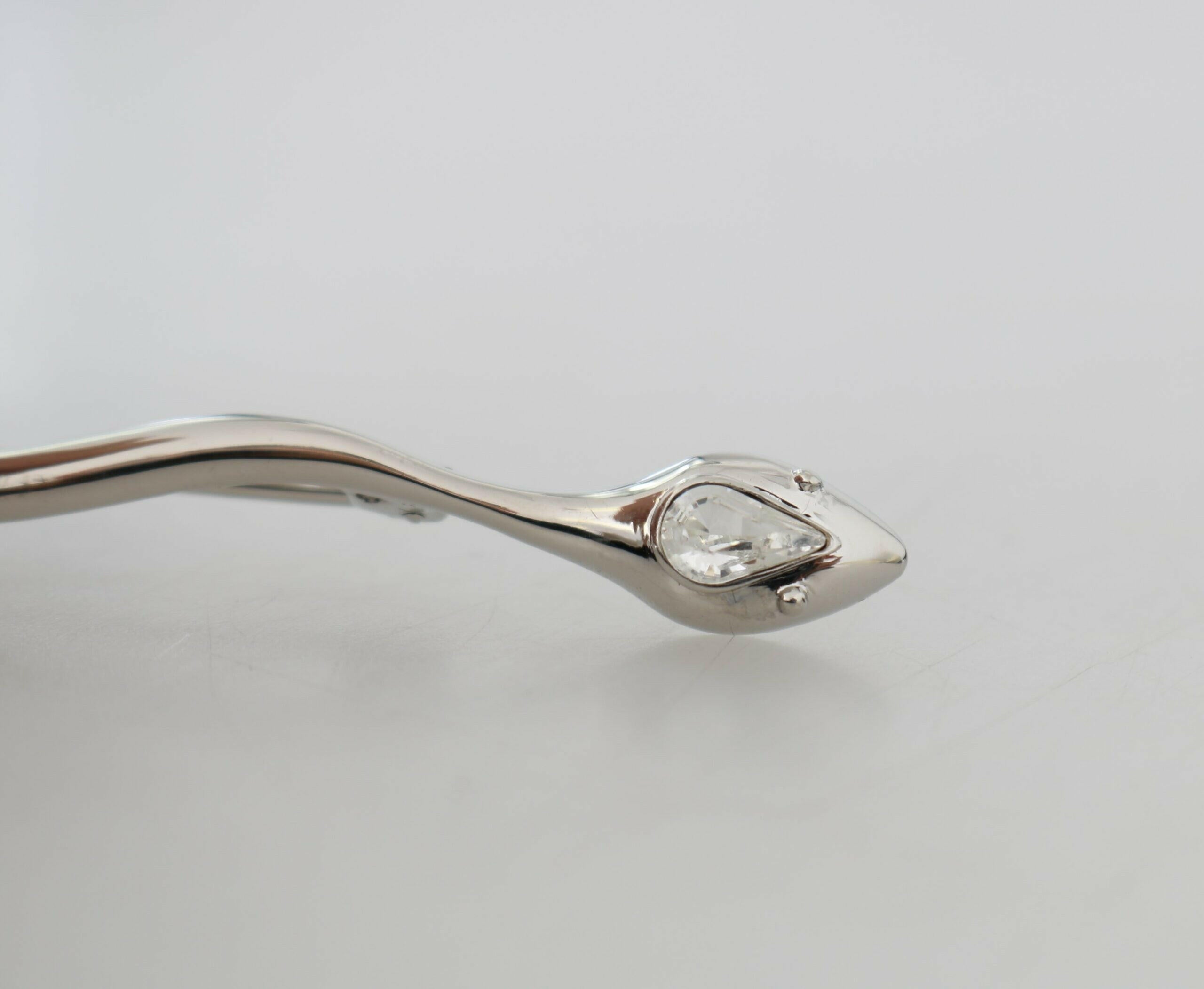 Dolce & Gabbana Silver Brass Crystal Spilla Serpente Mens Brooch Pin.