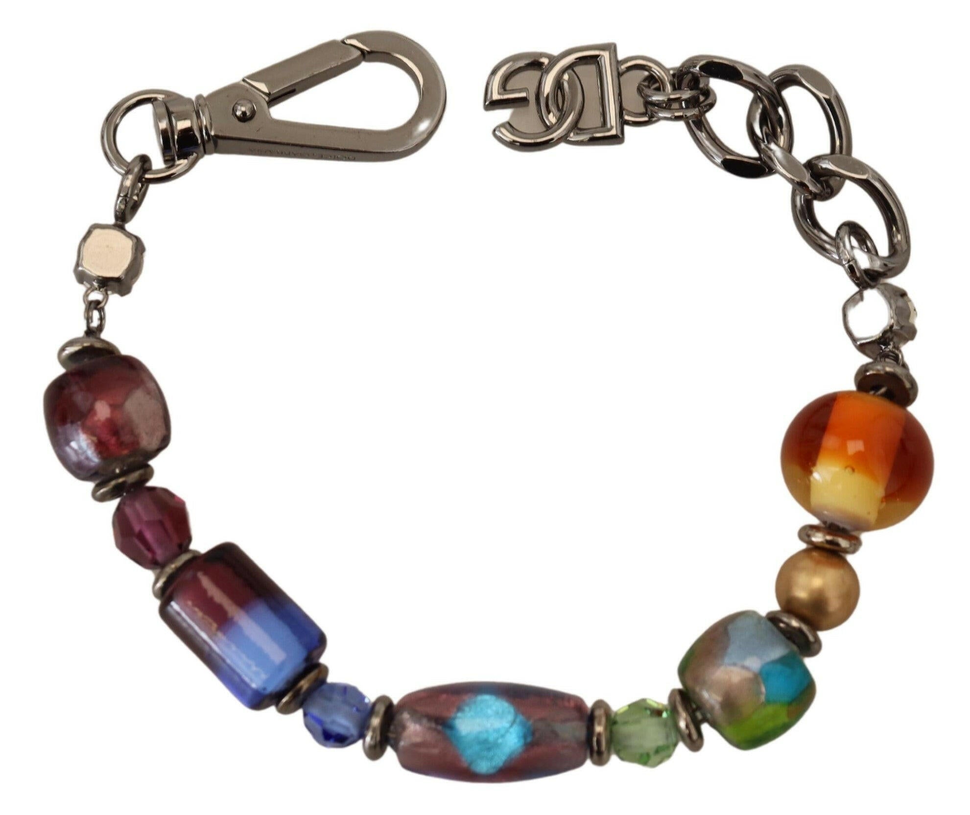 Dolce & Gabbana multicolor Silver Chain Brass Beaded Lobster Clasp Bracelet.