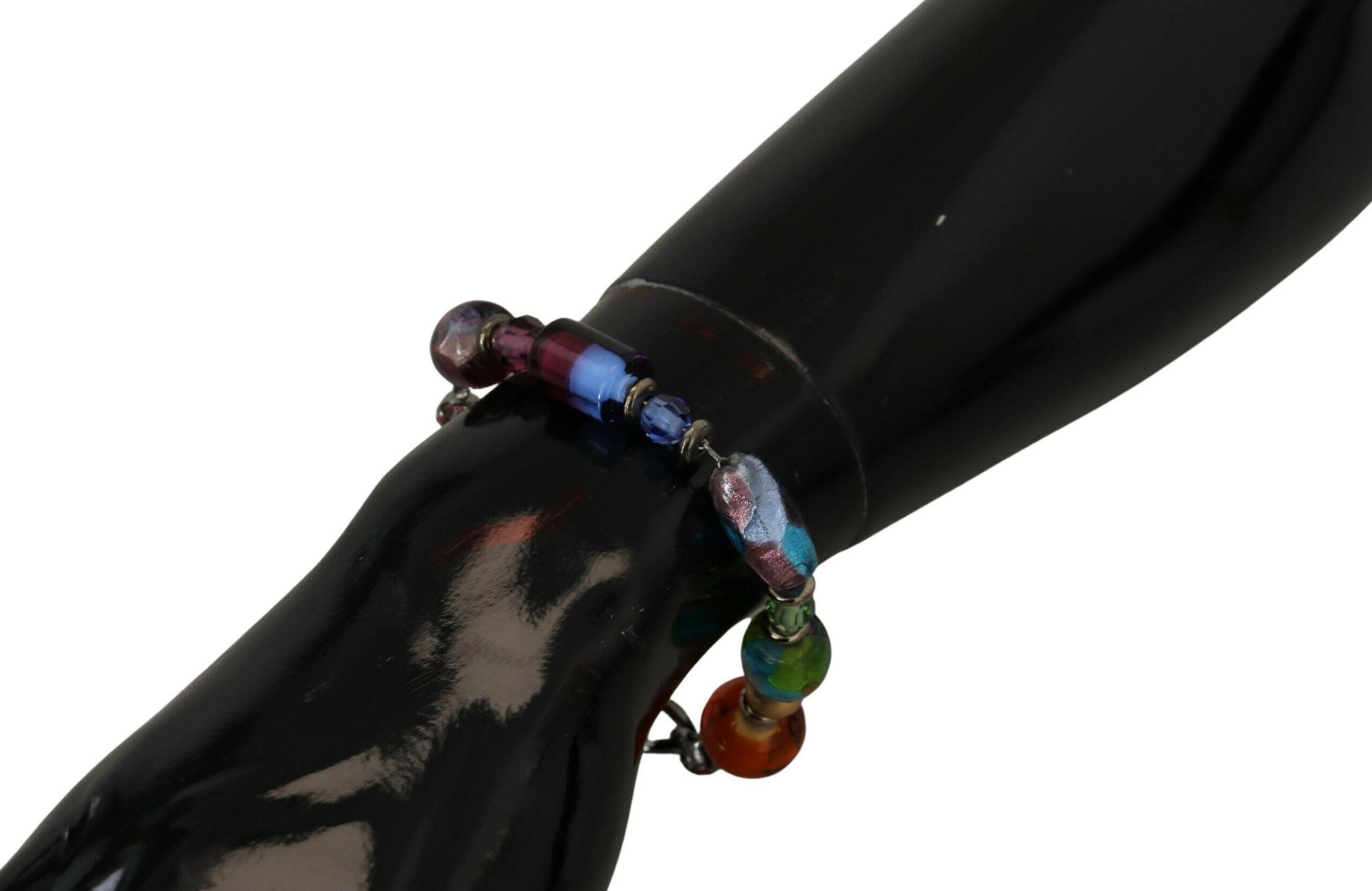 Dolce & Gabbana multicolor Silver Chain Brass Beaded Lobster Clasp Bracelet.