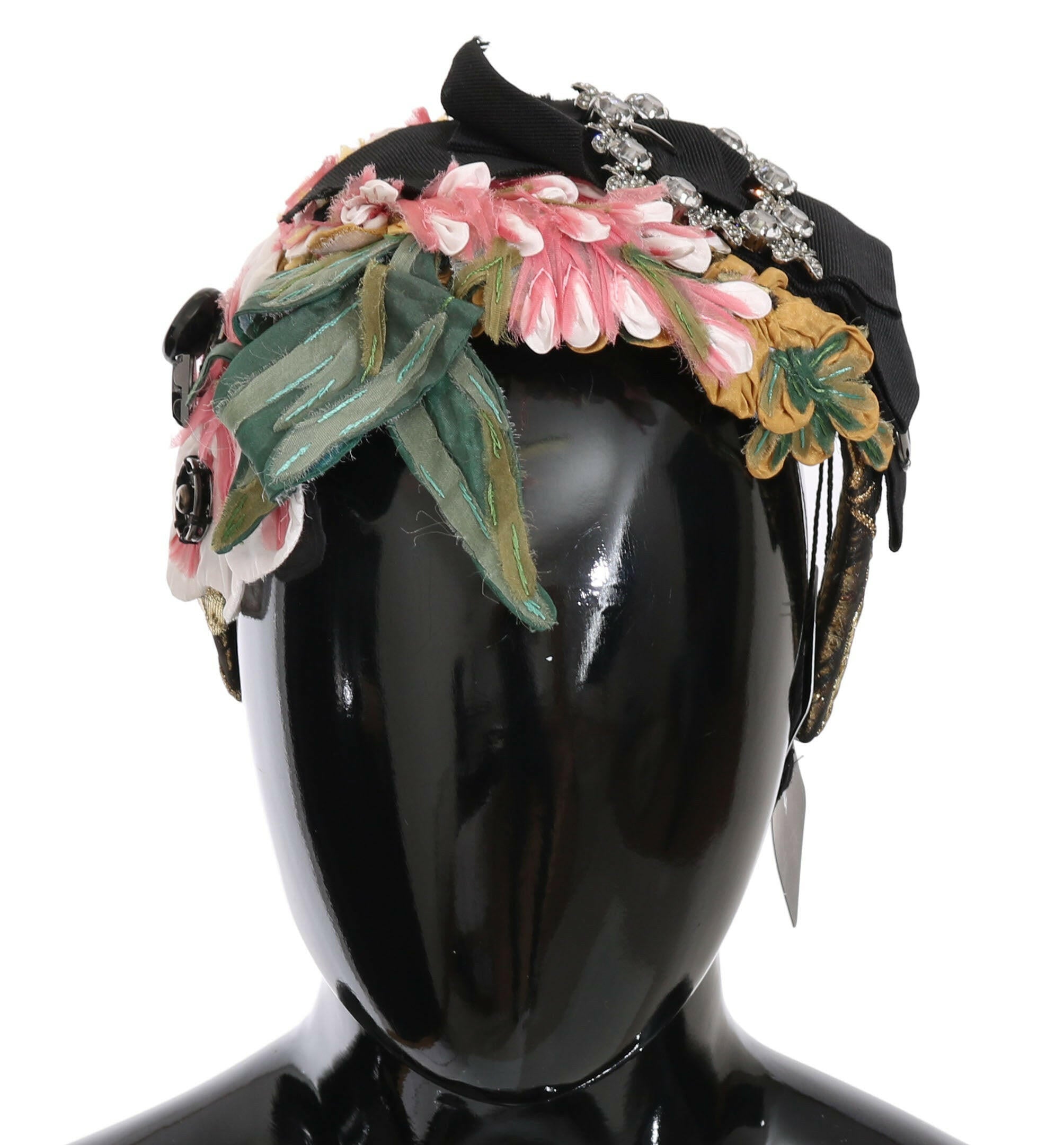Dolce & Gabbana Multicolor Tiara Floral Crystal Bow Diadem Headband.