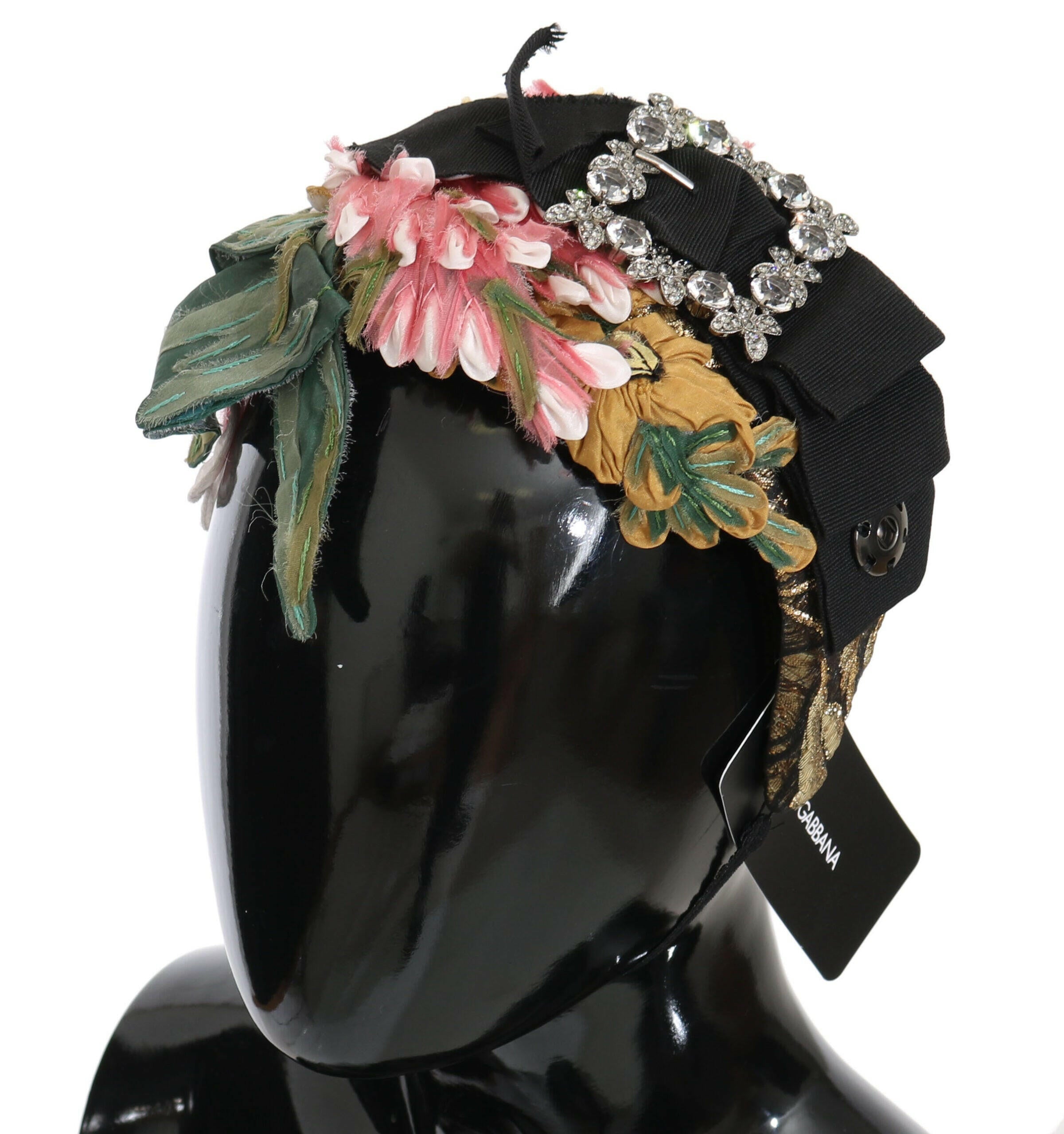 Dolce & Gabbana Multicolor Tiara Floral Crystal Bow Diadem Headband.