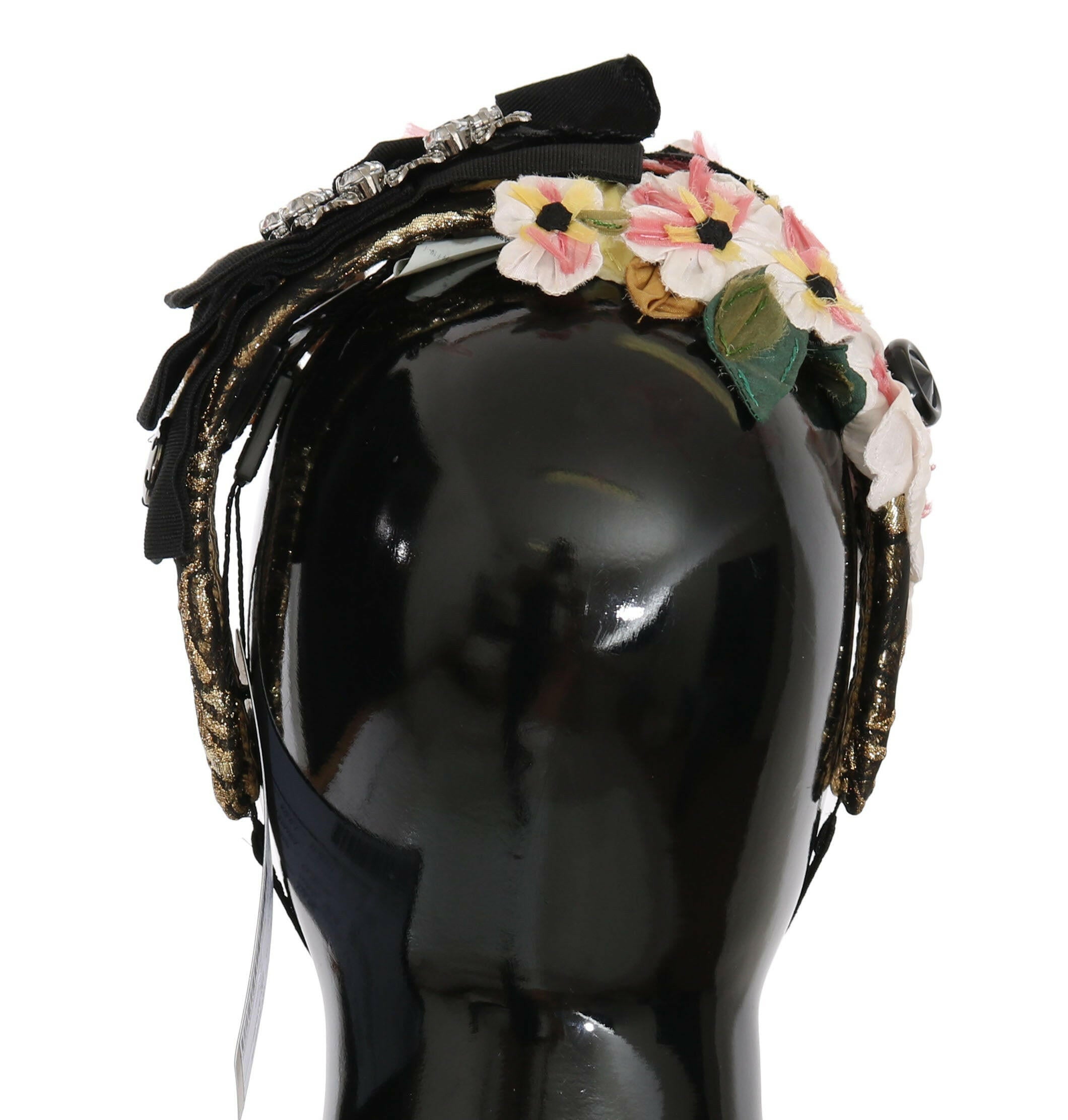 Dolce & Gabbana Multicolor Tiara Floral Crystal Bow Diadem Headband.