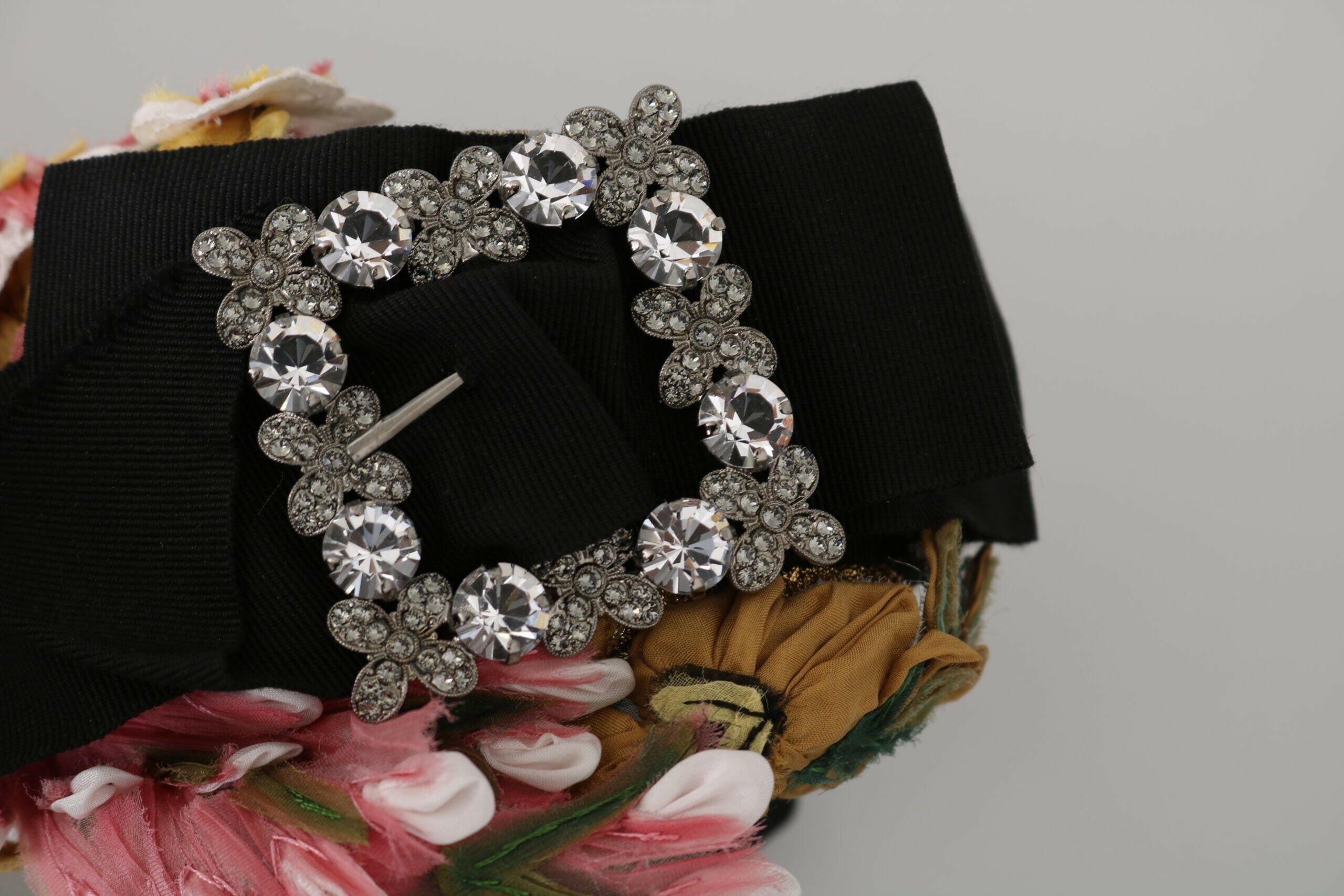 Dolce & Gabbana Multicolor Tiara Floral Crystal Bow Diadem Headband.