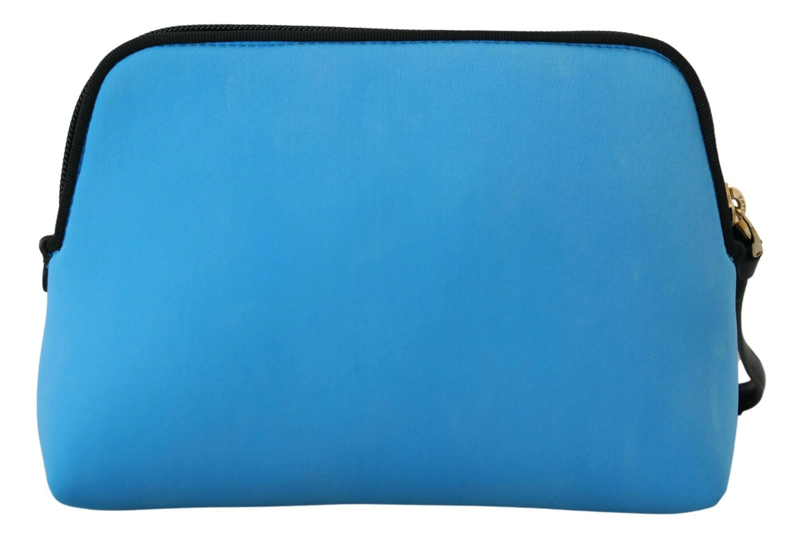 Dolce & Gabbana Blue Logo Print Hand Pouch Leopard Print Toiletry Bag.