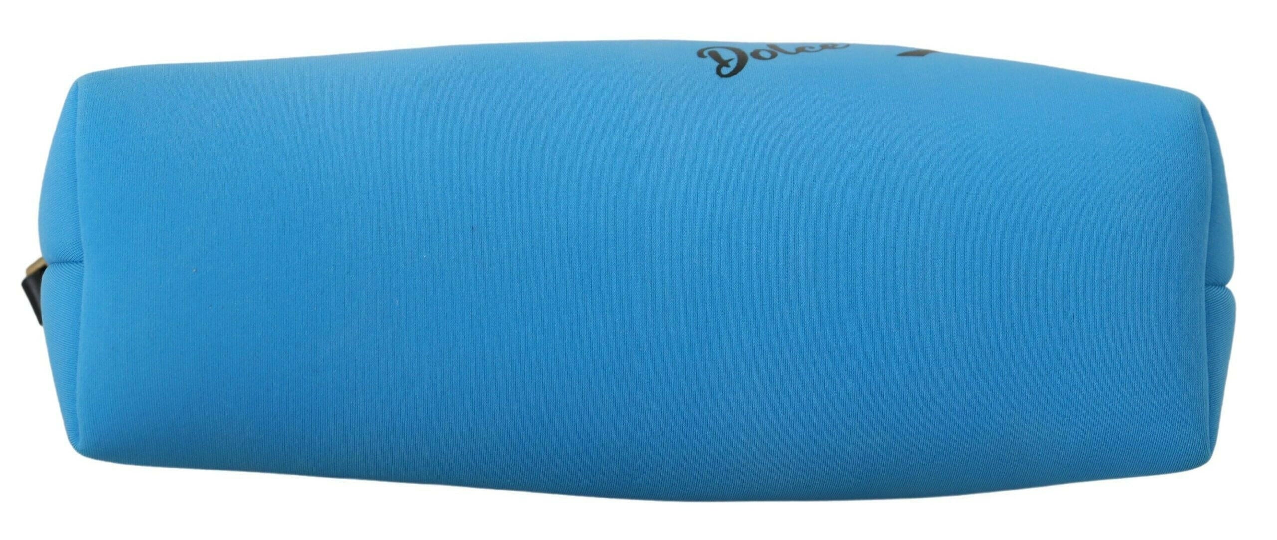 Dolce & Gabbana Blue Logo Print Hand Pouch Leopard Print Toiletry Bag.