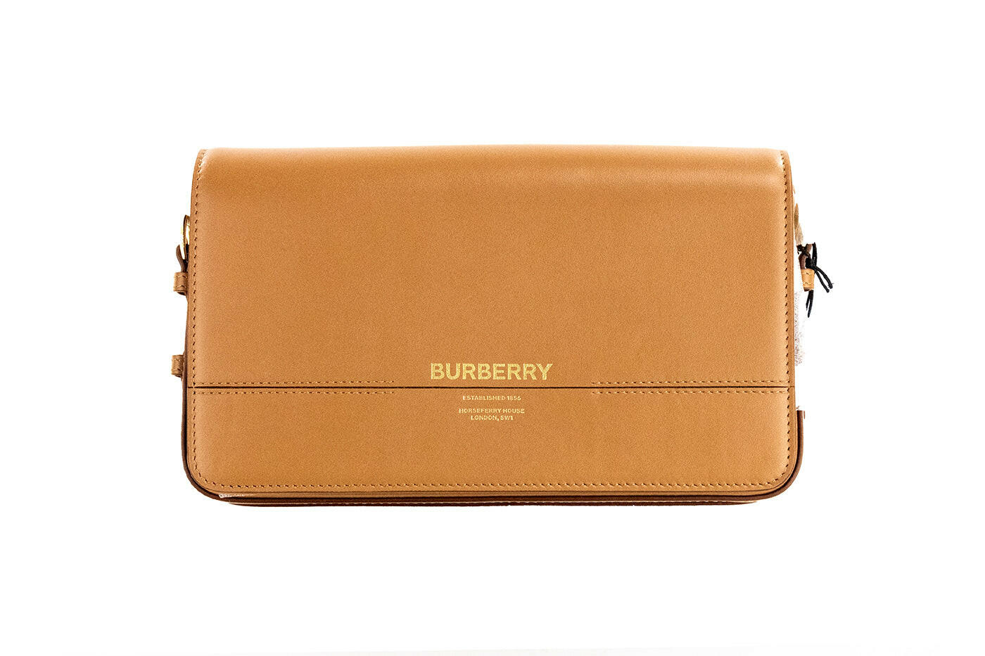 Burberry Grace Small Nutmeg Smooth Leather Flap Crossbody Clutch Handbag Purse.