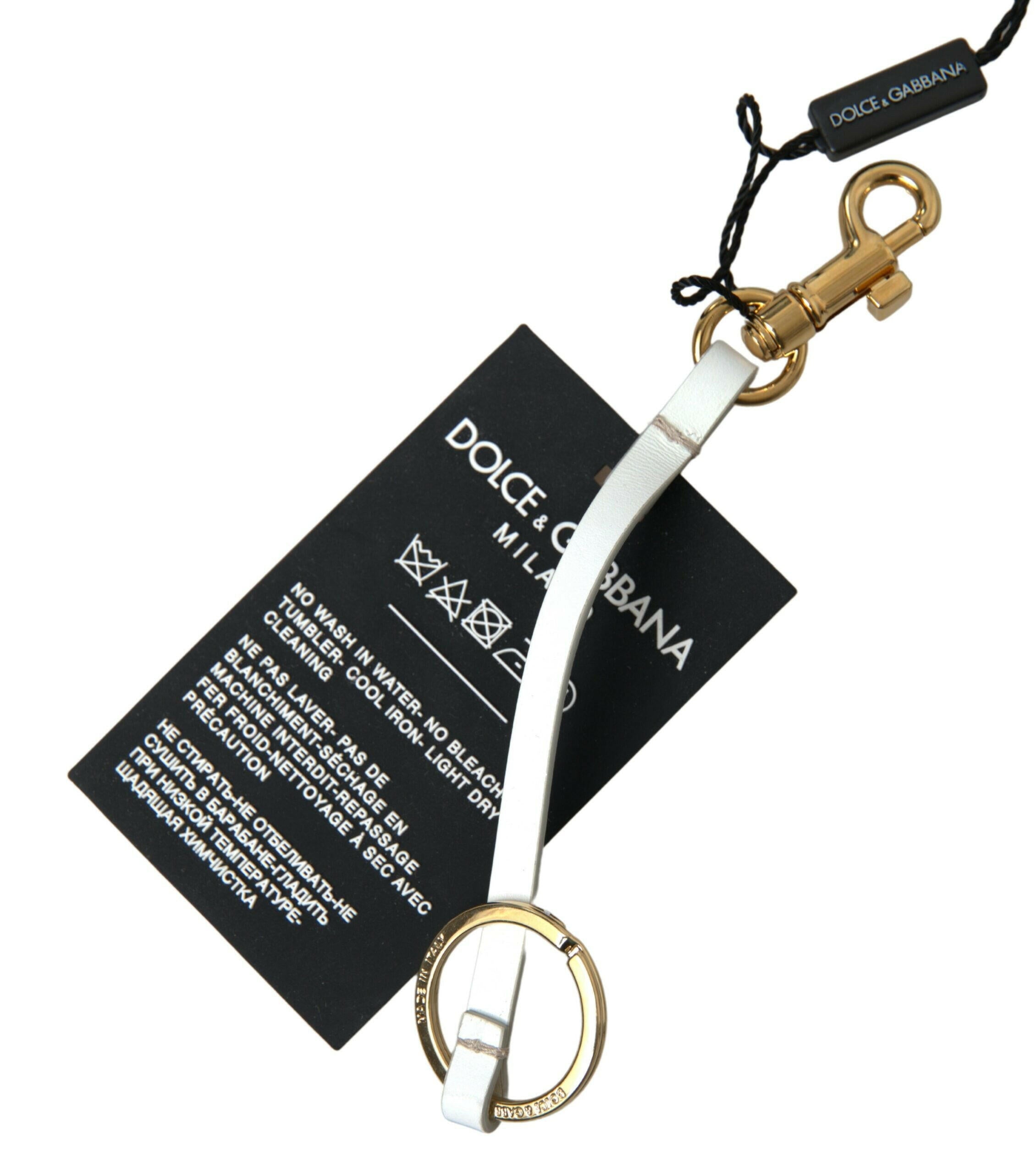 Dolce & Gabbana Black Silicone DG Logo Gold Brass Keychain.
