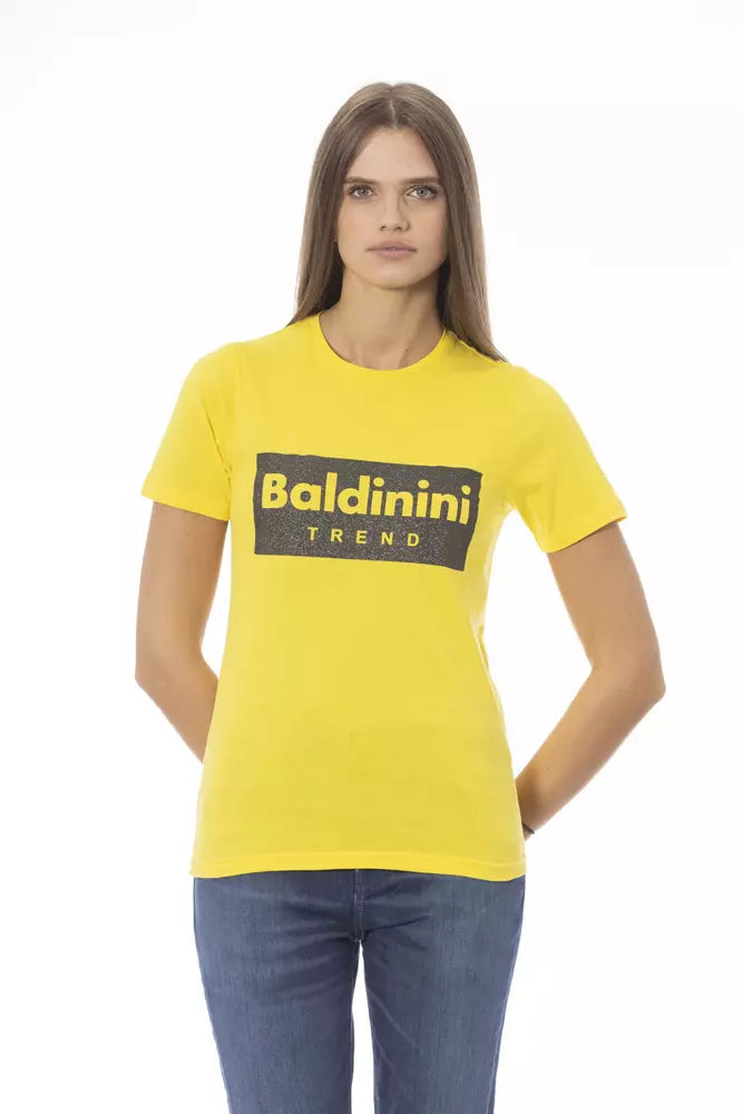 Baldinini Trend Yellow Cotton Women T-Shirt.