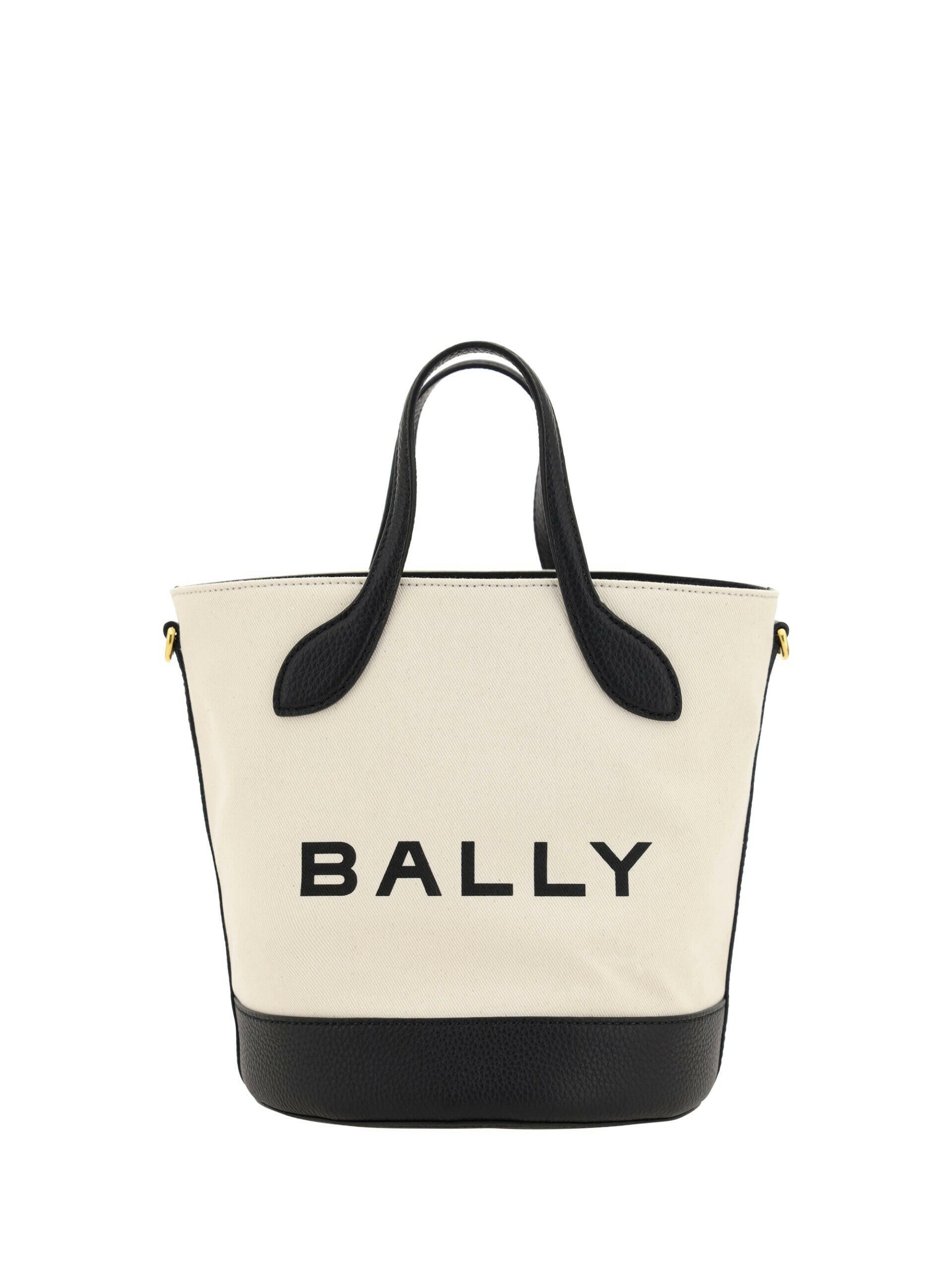 Bally Elegant Monogram Bucket Bag in Black & White.