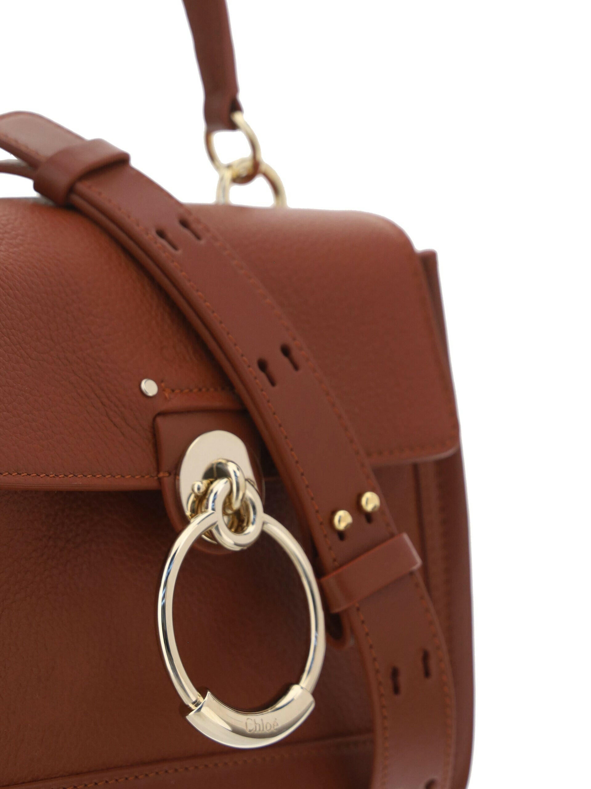 Chloé Elegant Sepia Brown Calfskin Shoulder Handbag.