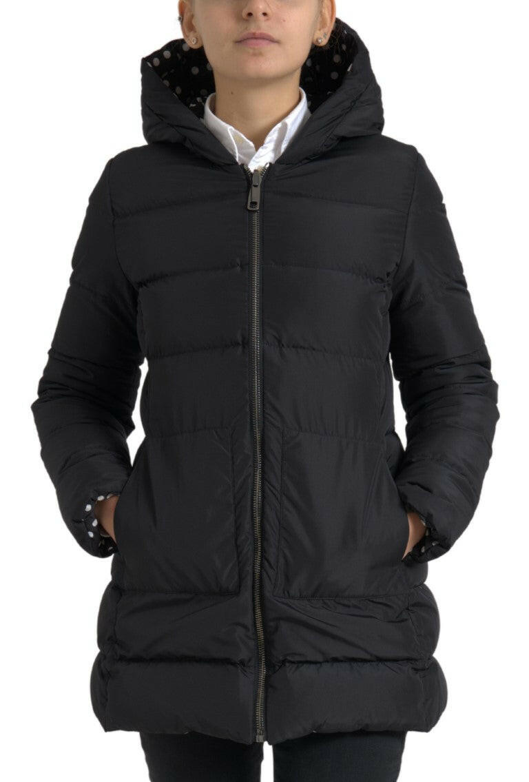 Dolce & Gabbana Black Polyester Hooded Reversible Jacket.