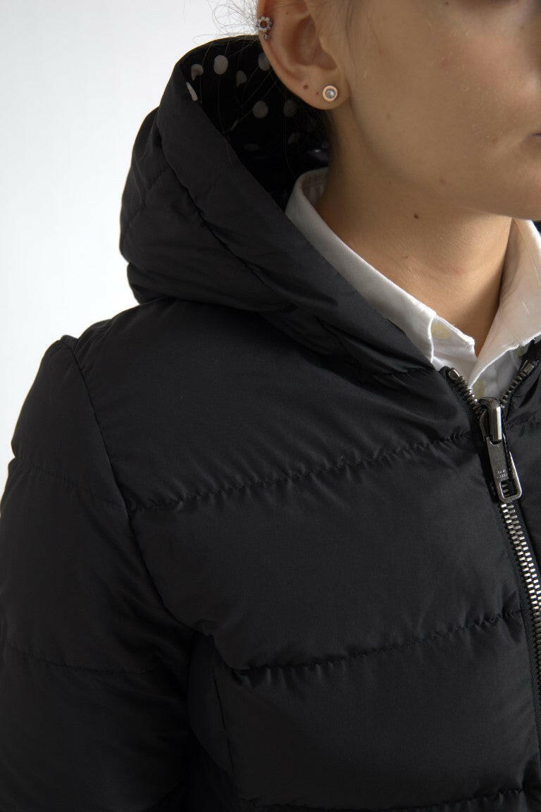 Dolce & Gabbana Black Polyester Hooded Reversible Jacket.