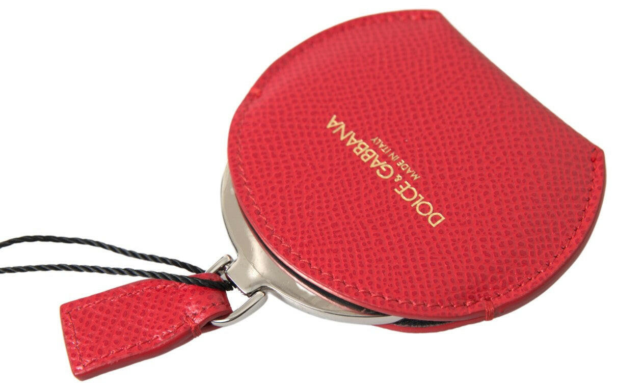 Dolce & Gabbana Red Calfskin Leather Hand Mirror Holder.