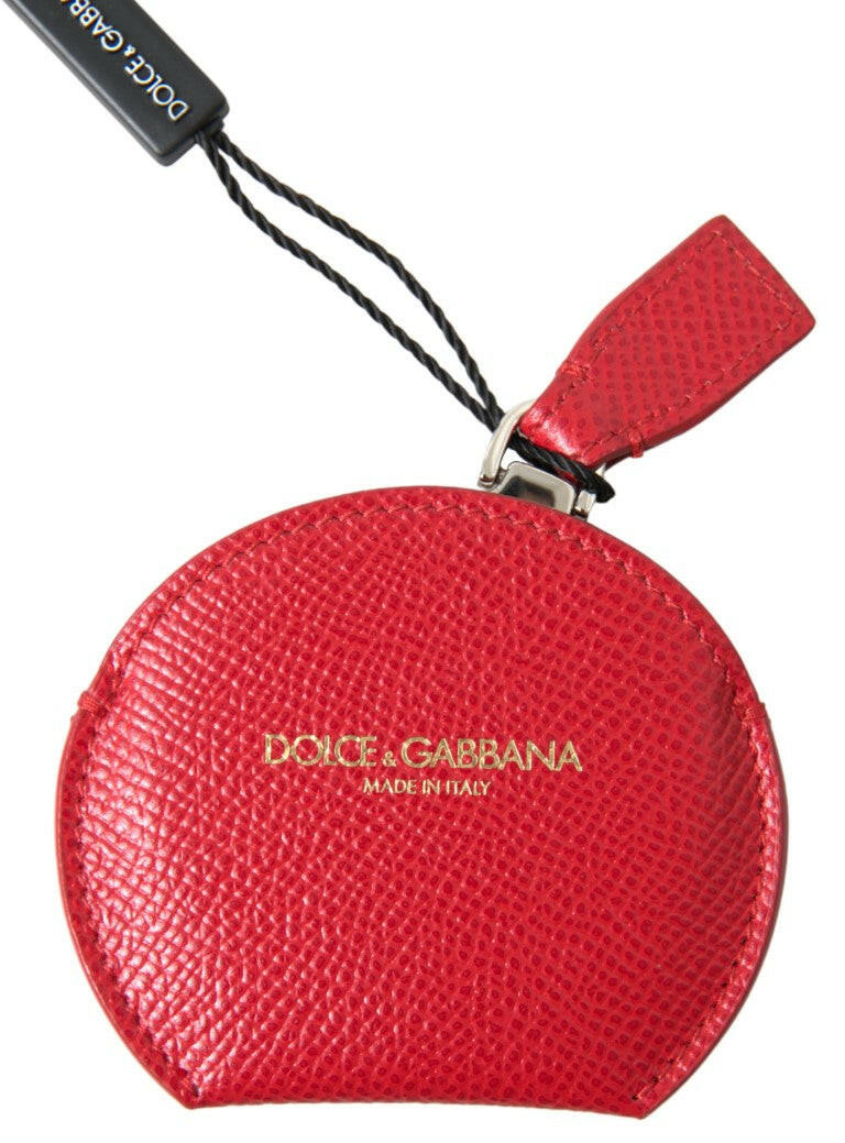 Dolce & Gabbana Red Calfskin Leather Hand Mirror Holder.