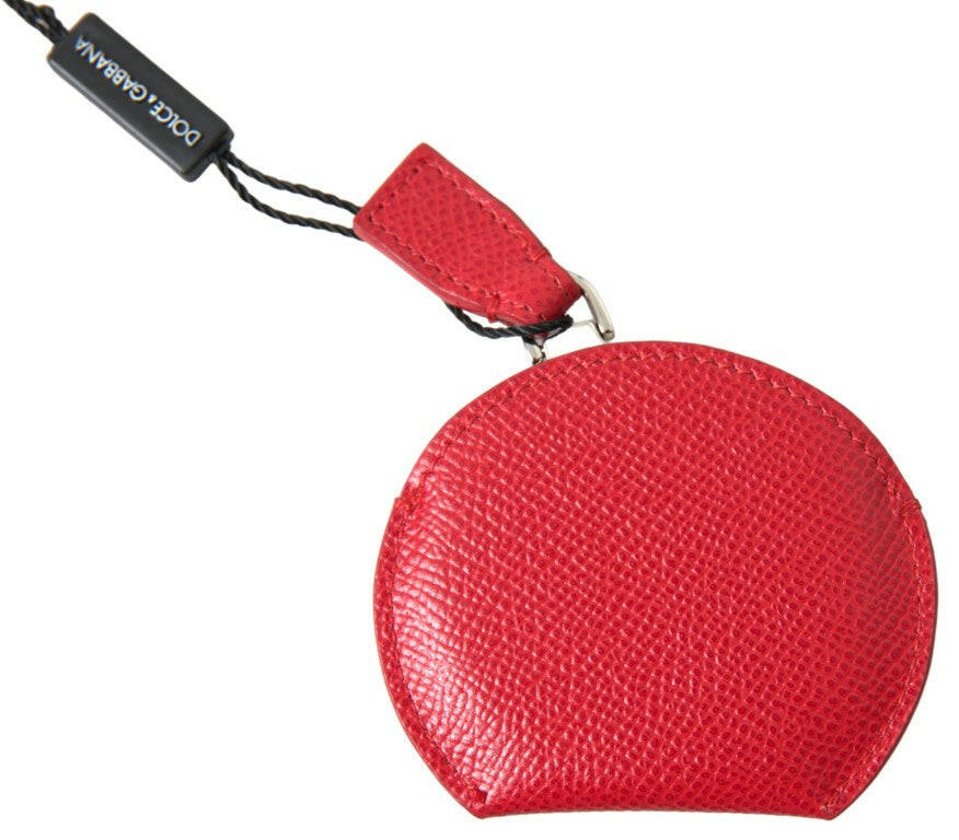 Dolce & Gabbana Red Calfskin Leather Hand Mirror Holder.
