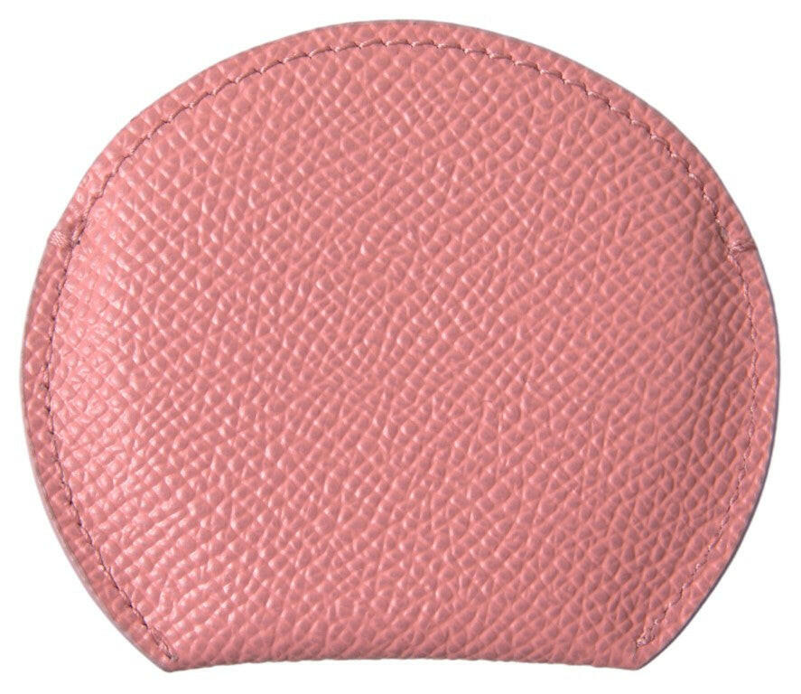 Dolce & Gabbana Pink Calfskin Leather Round Mirror Holder.