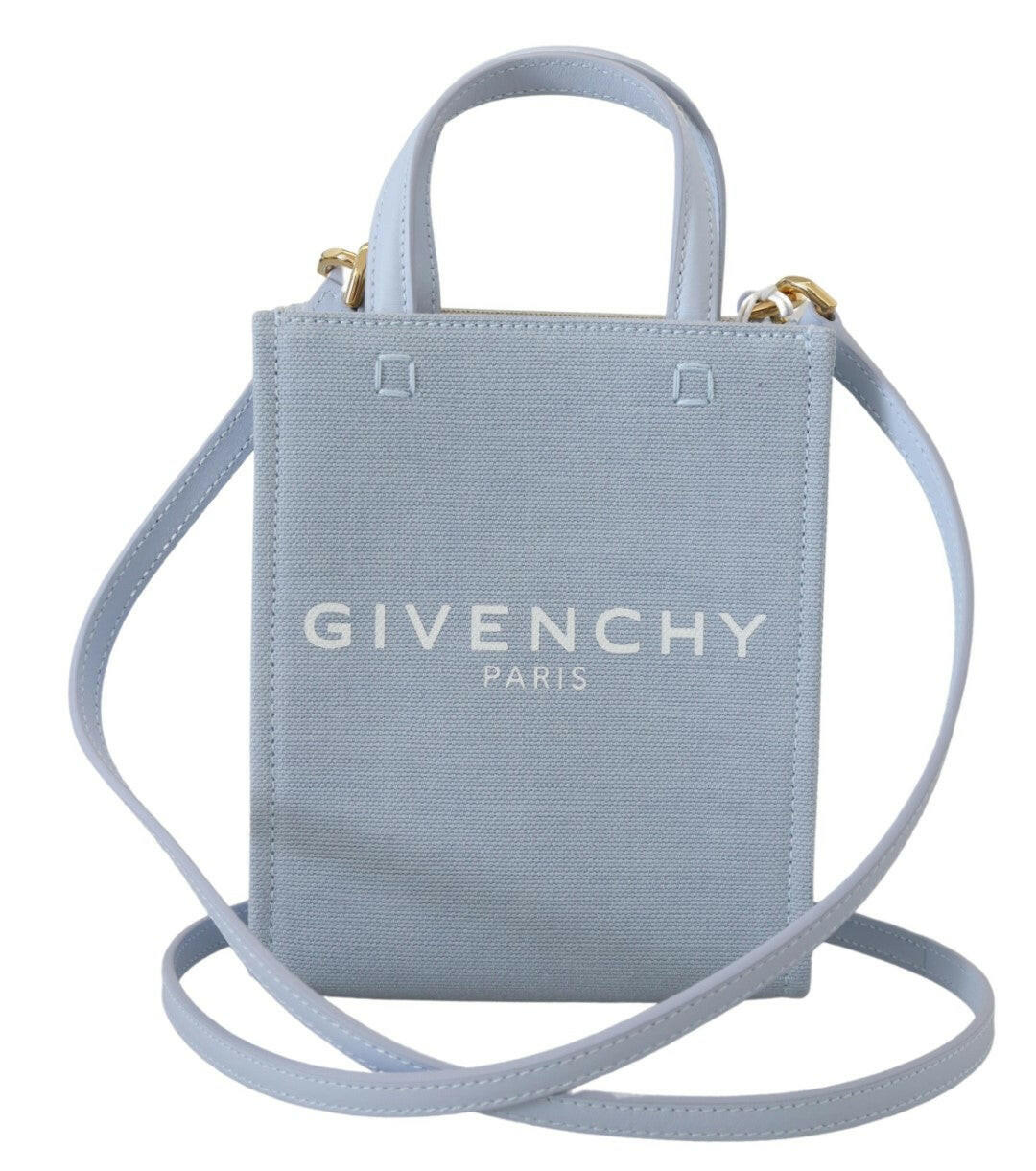 Givenchy Blue Coated Canvas Vertical Cloud Mini Shoulder Bag.