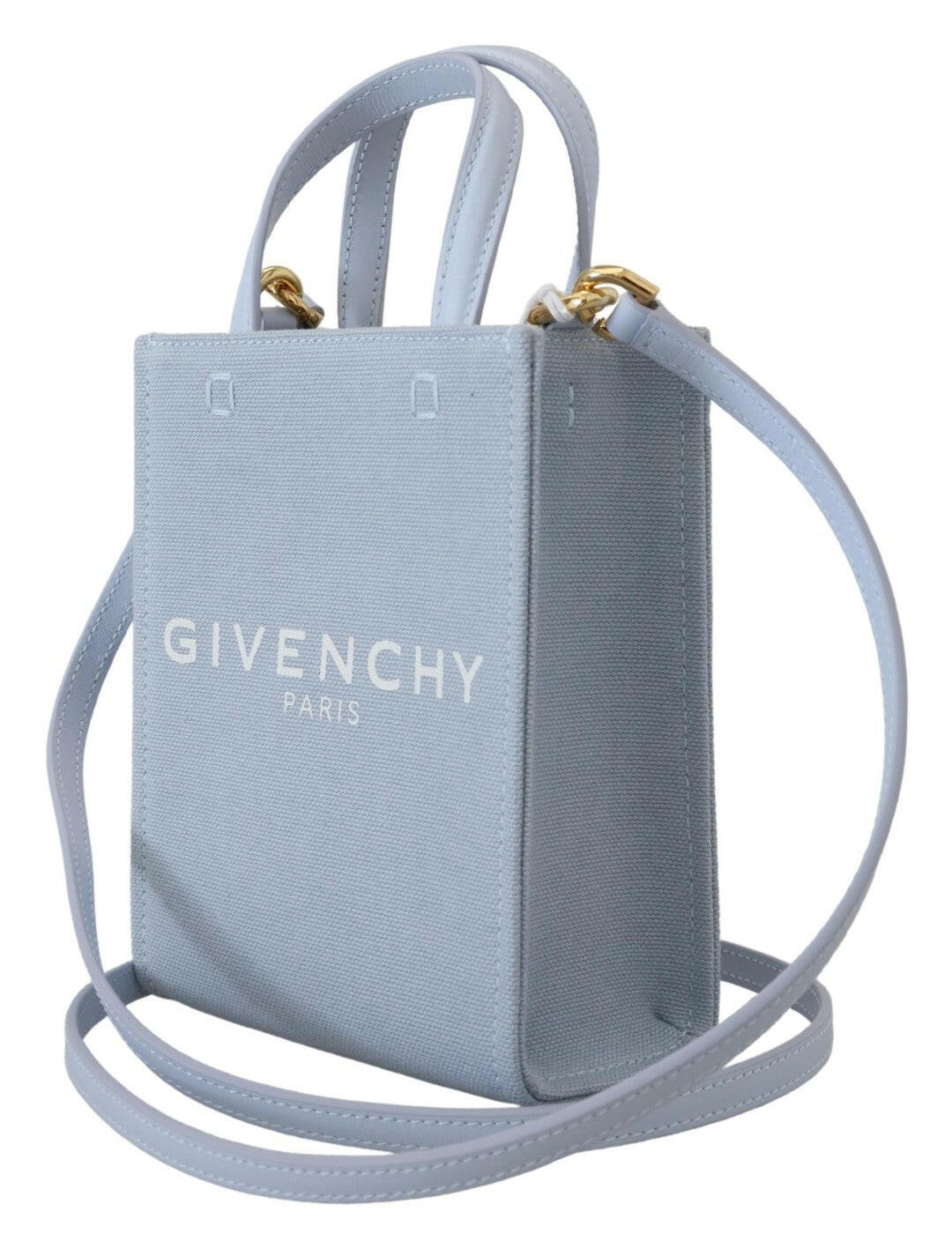 Givenchy Blue Coated Canvas Vertical Cloud Mini Shoulder Bag.