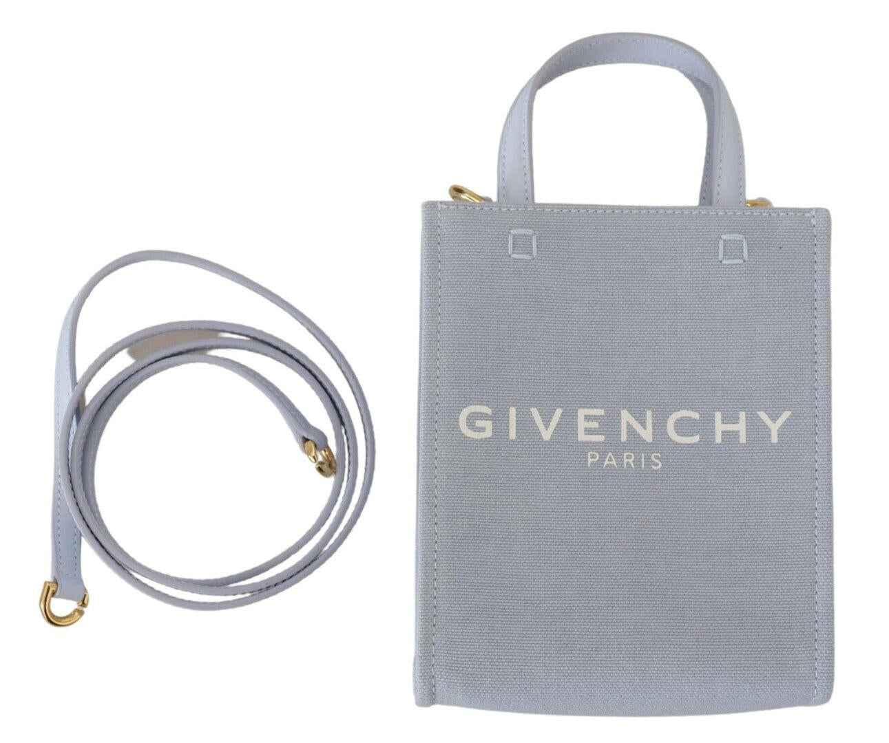 Givenchy Blue Coated Canvas Vertical Cloud Mini Shoulder Bag.
