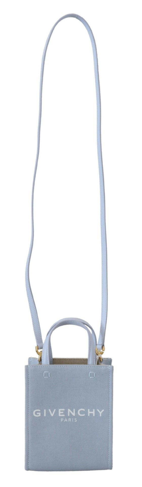 Givenchy Blue Coated Canvas Vertical Cloud Mini Shoulder Bag.