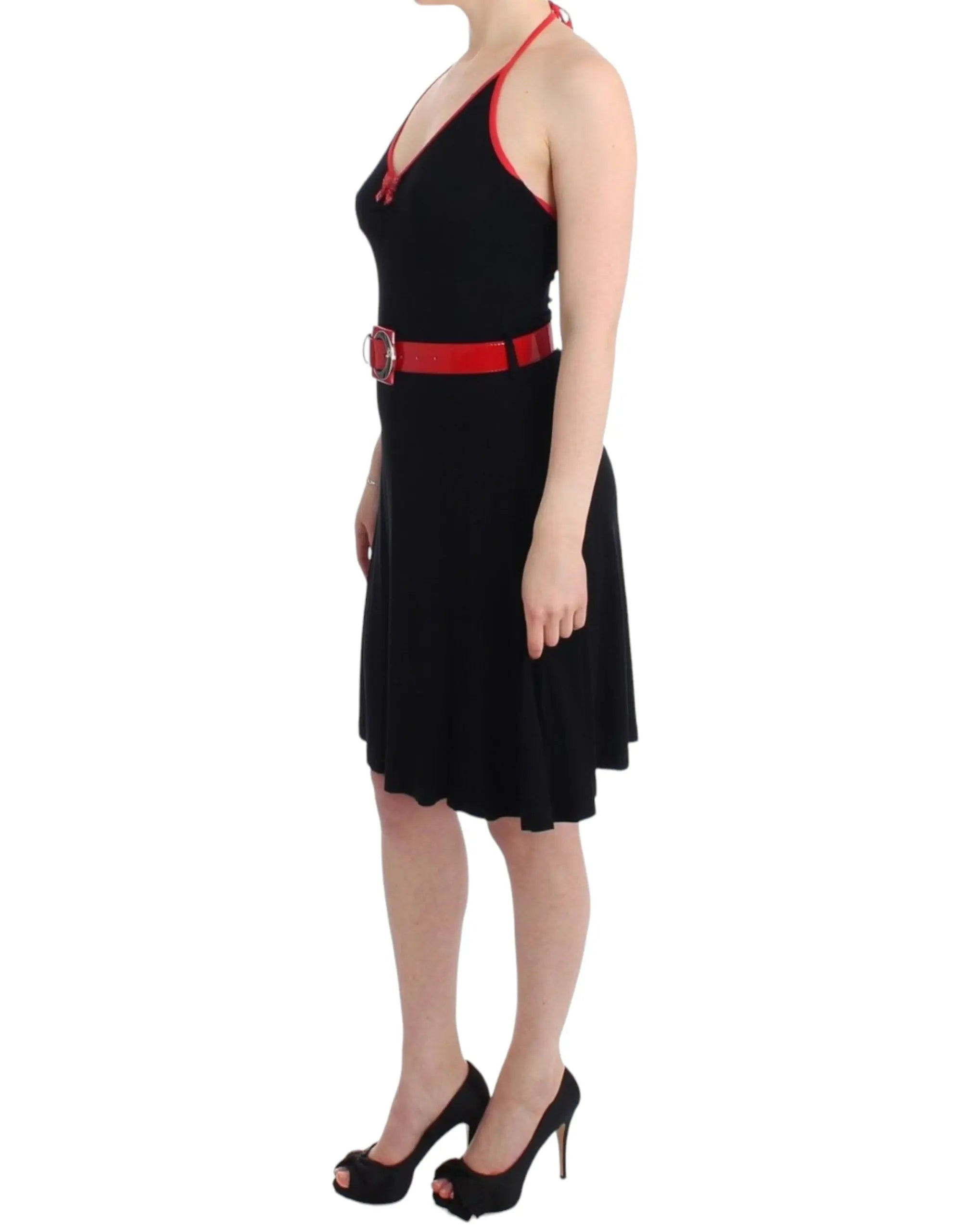 Roccobarocco Elegant Black Palladio Knee-Length Dress Roccobarocco