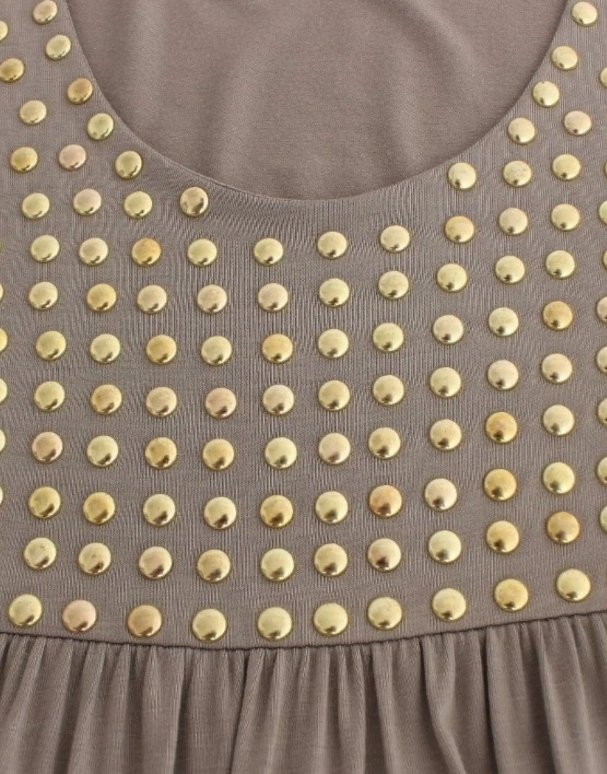 Roccobarocco Studded Sheath Knee-Length Dress in Beige Roccobarocco
