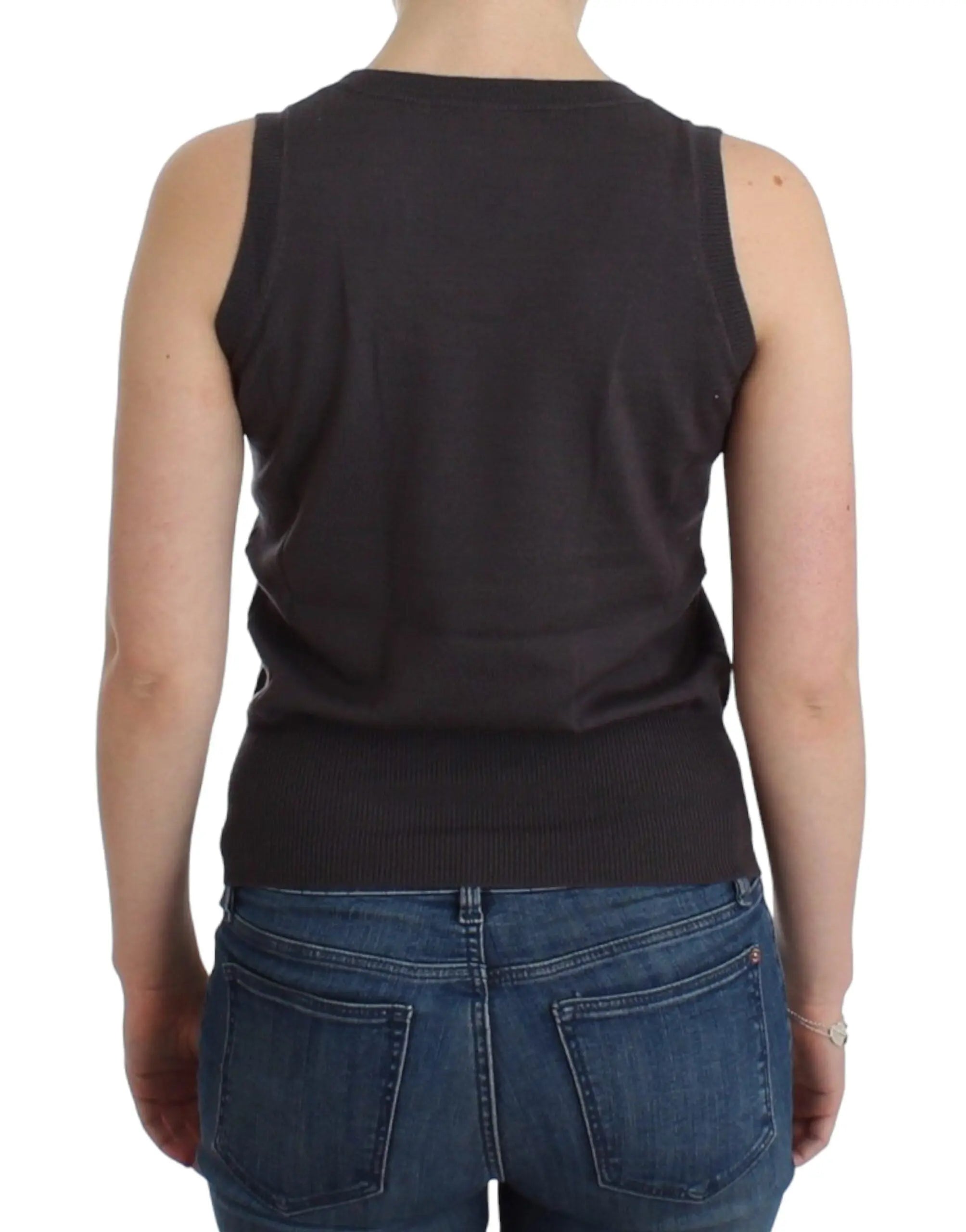 John Galliano Elegant Sleeveless Brown Knit Top John Galliano