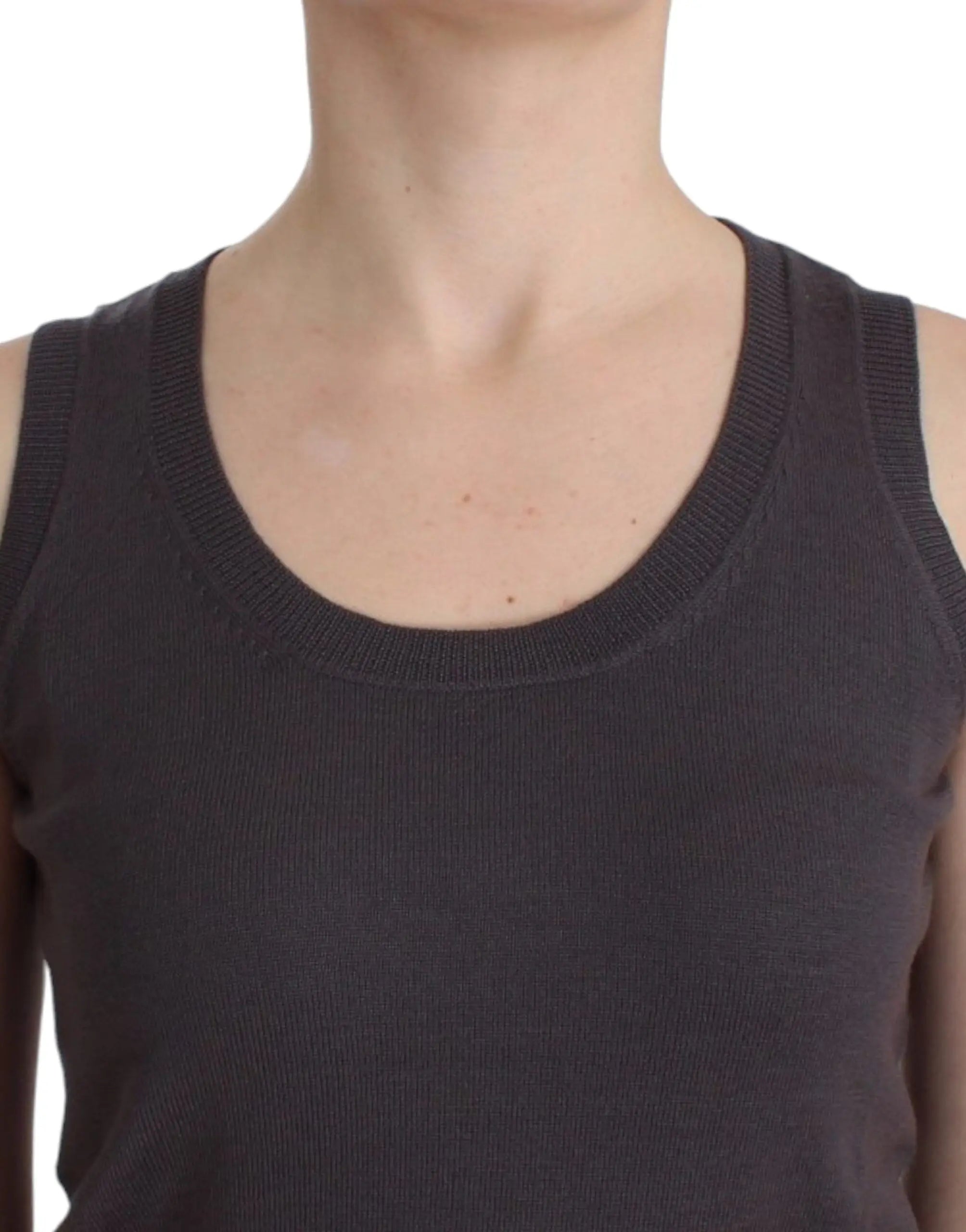 John Galliano Elegant Sleeveless Brown Knit Top John Galliano