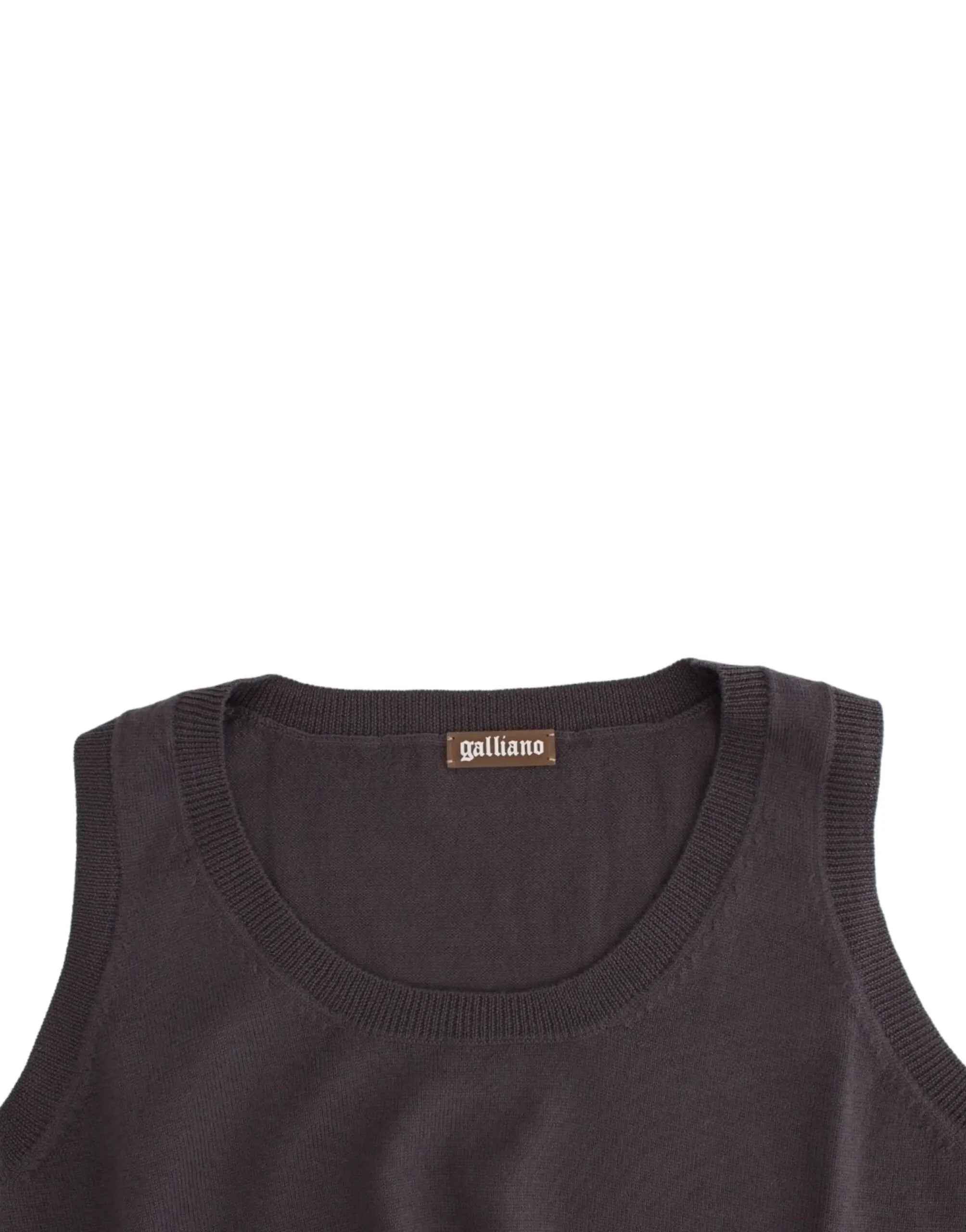 John Galliano Elegant Sleeveless Brown Knit Top John Galliano