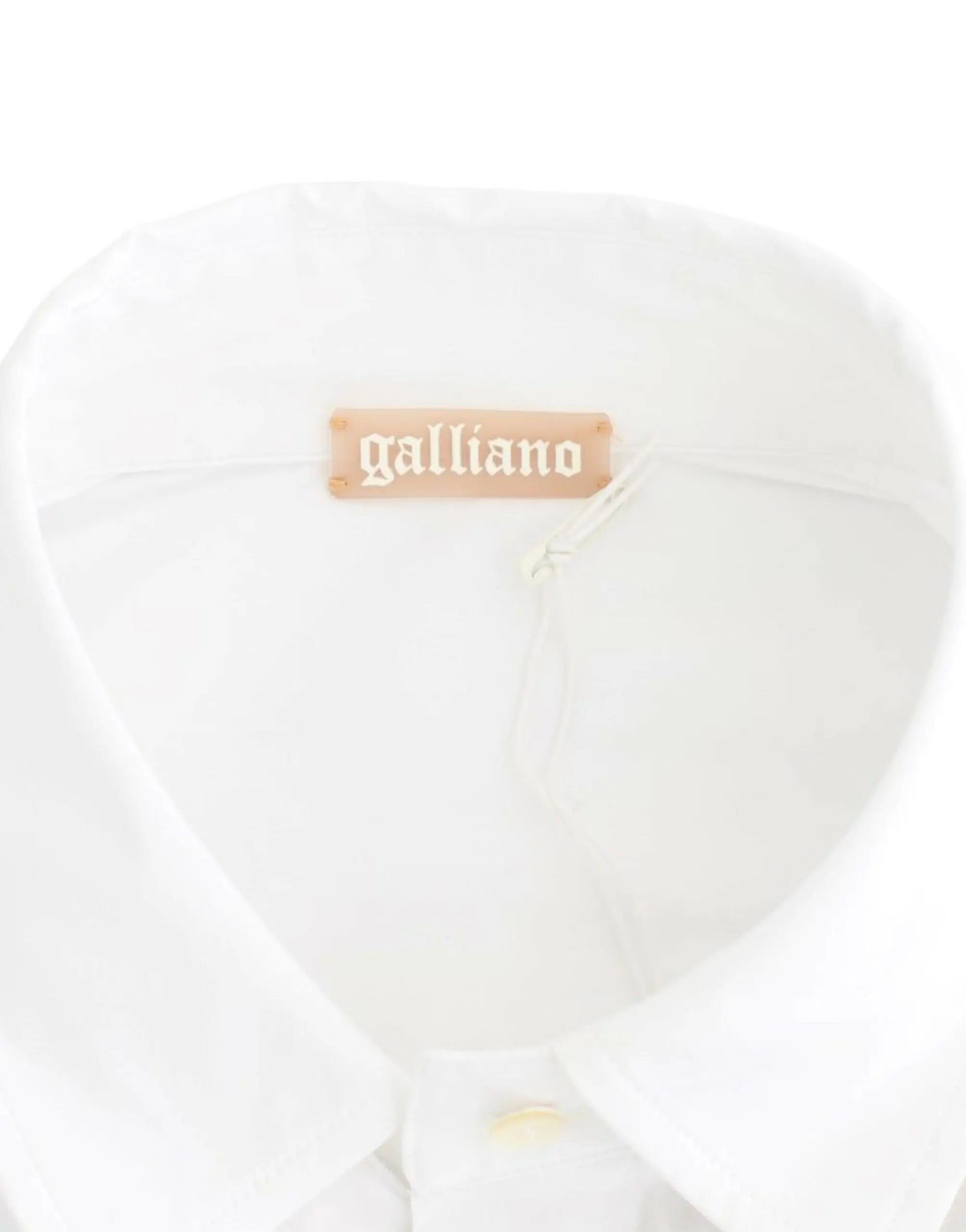 John Galliano Chic White Cotton Blend Shortsleeve Blouse John Galliano
