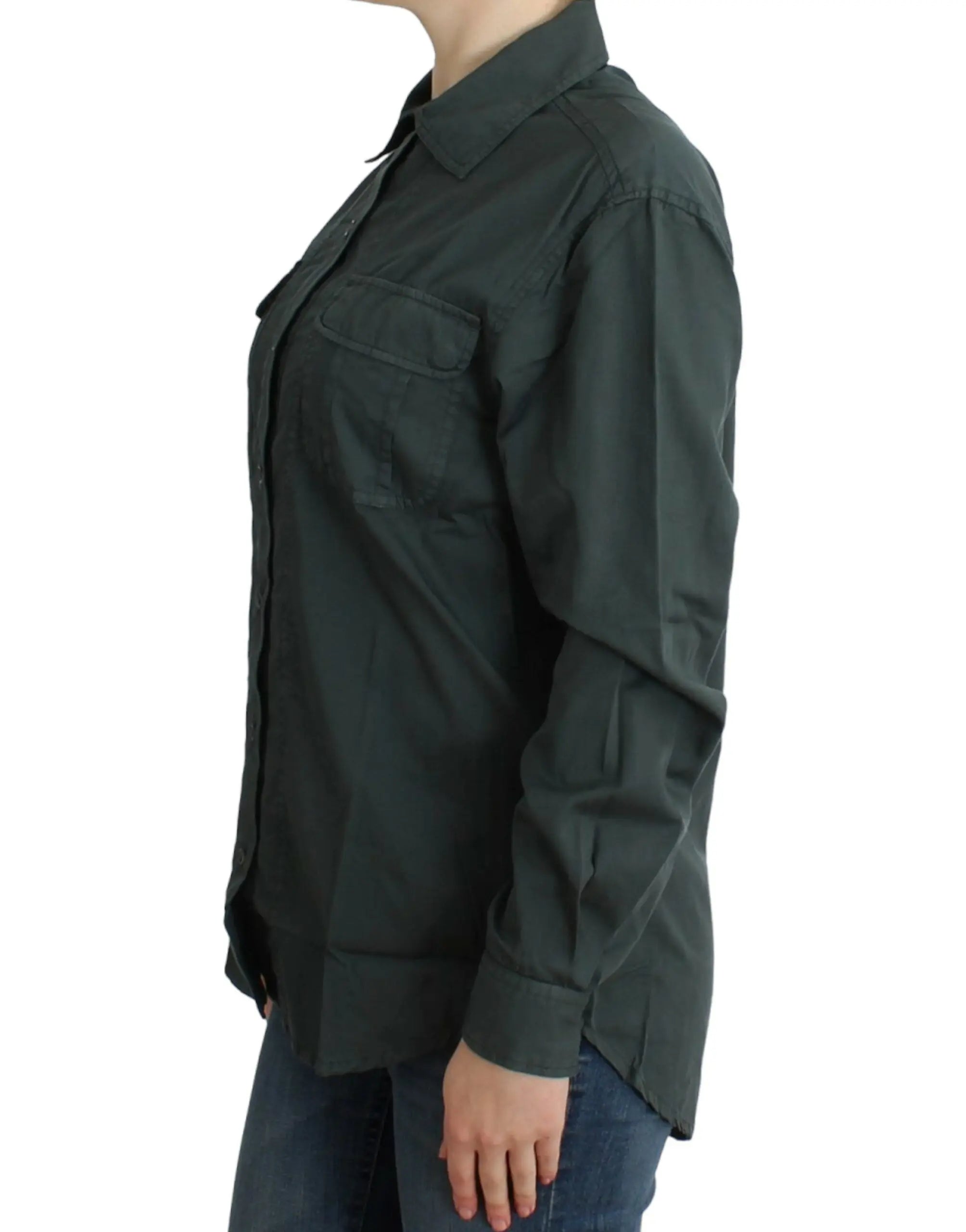 Cavalli Elegant Gray Cotton Button Down Shirt Cavalli