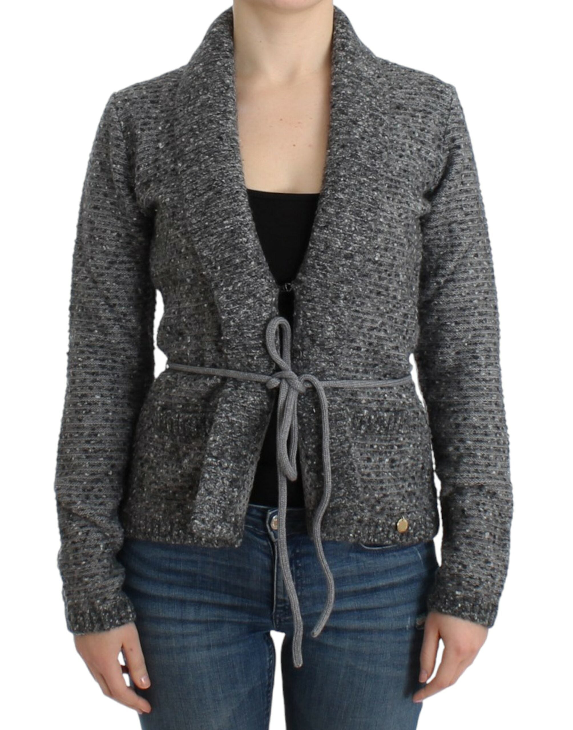 Cavalli Gray wool knitted cardigan Cavalli