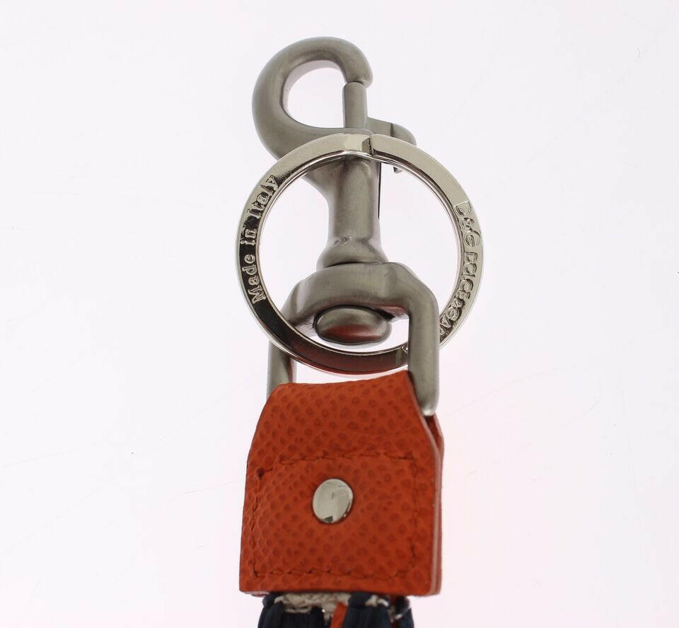 Dolce & Gabbana Red White Raffia Leather Clasp Finder Keyring Keychain.
