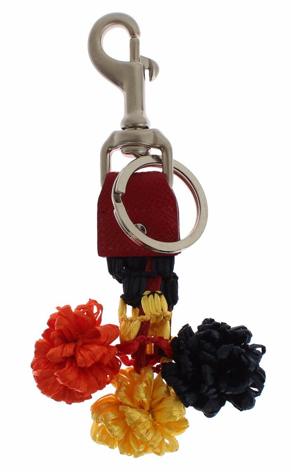 Dolce & Gabbana Multicolor Raffia Leather Clasp Finder Chain Keyring.