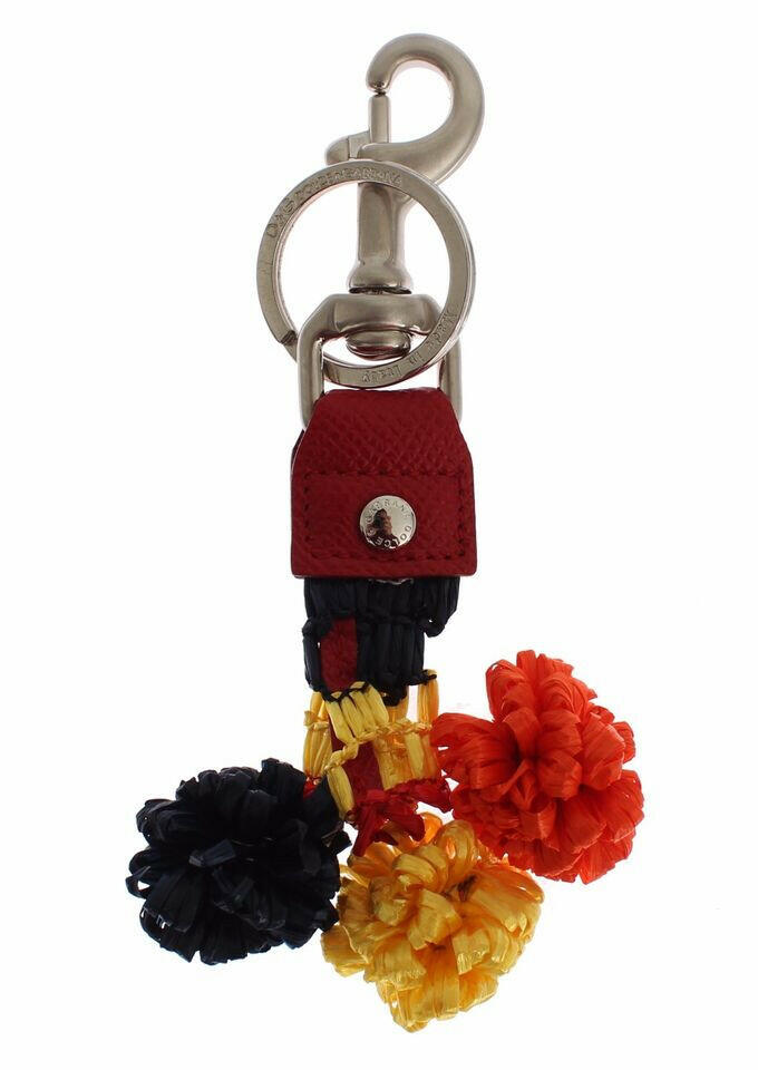 Dolce & Gabbana Multicolor Raffia Leather Clasp Finder Chain Keyring.