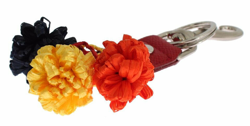 Dolce & Gabbana Multicolor Raffia Leather Clasp Finder Chain Keyring.