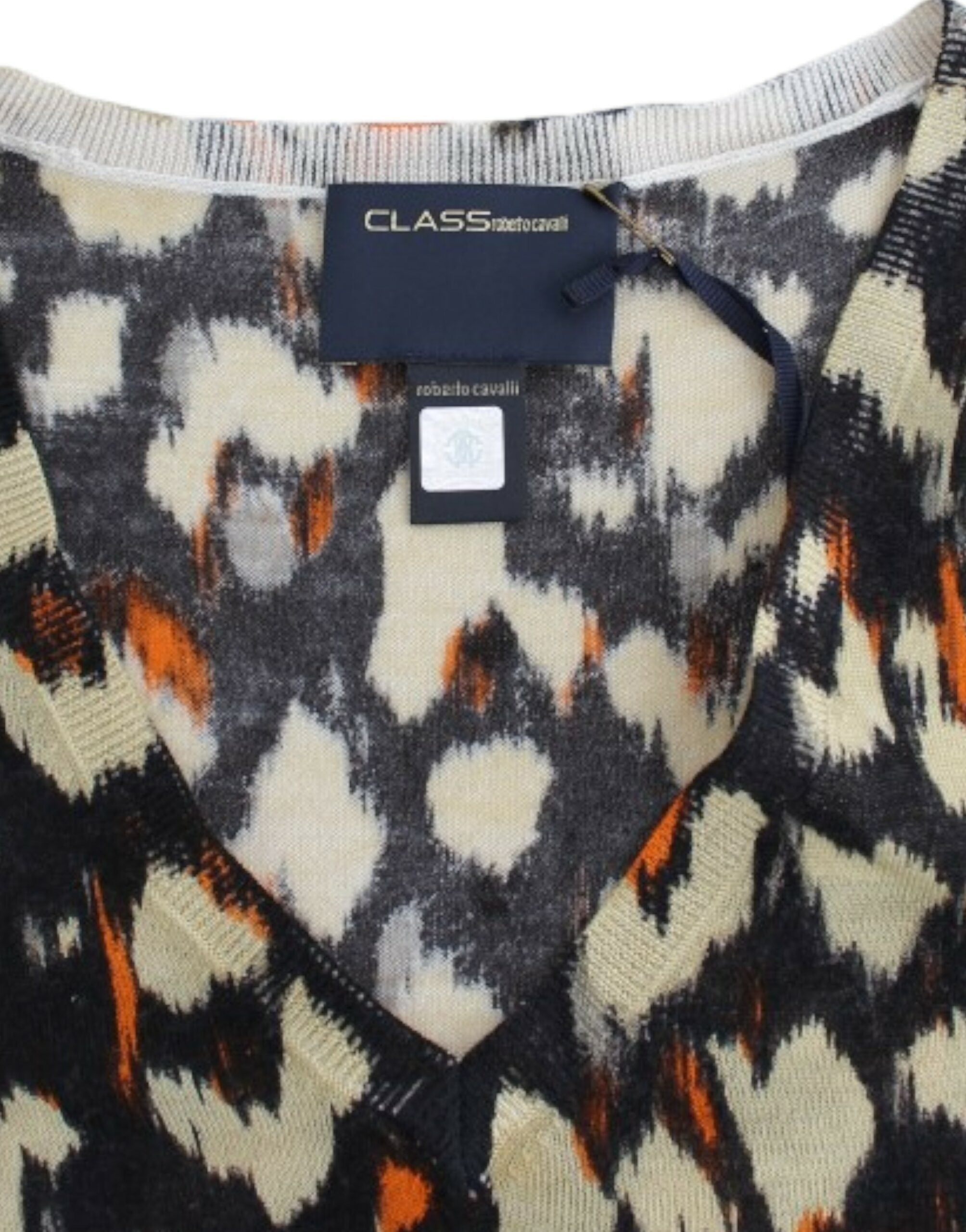 Cavalli Multicolor v-neck wool jumper Cavalli